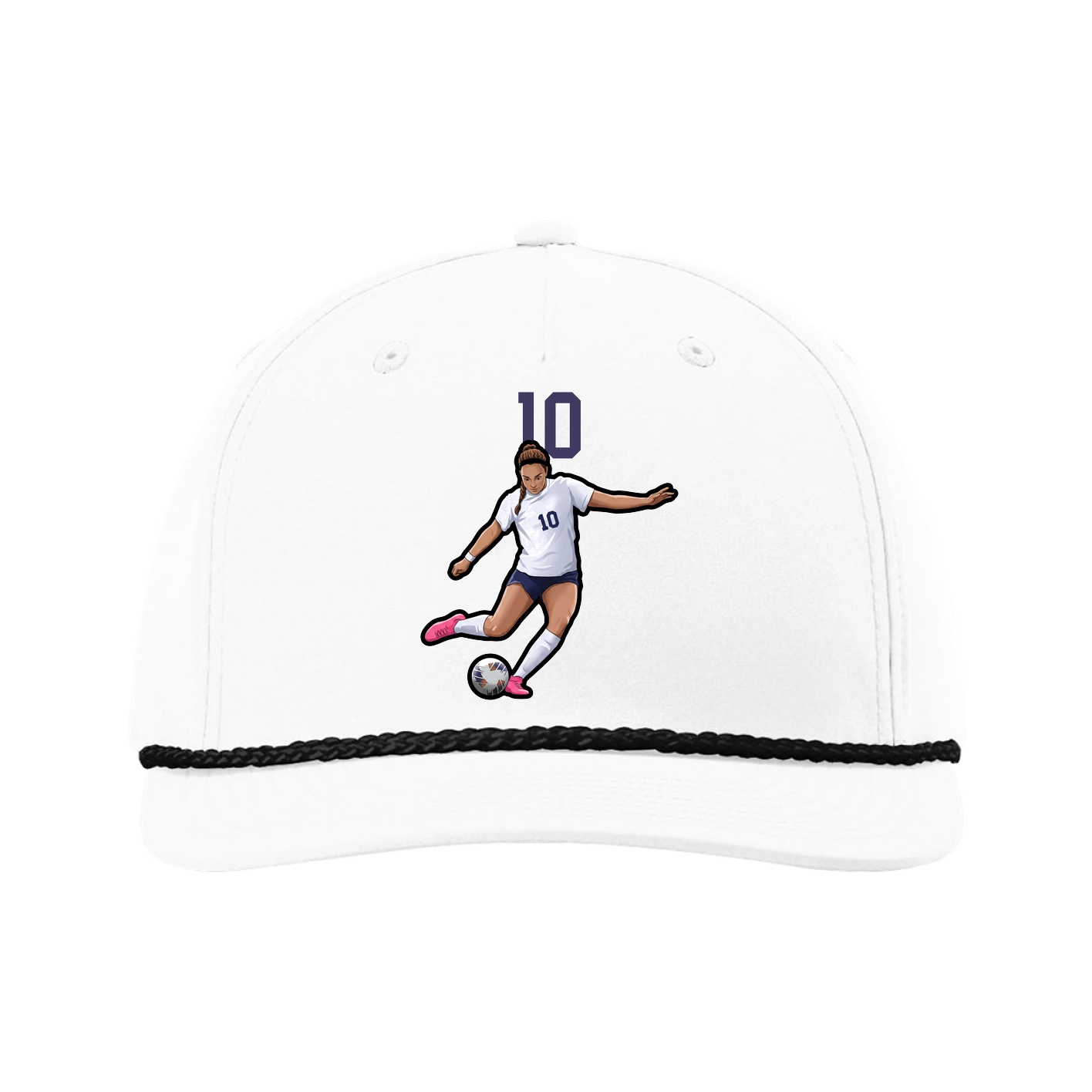 Five-Panel Classic Rope Cap — Number Top in White
