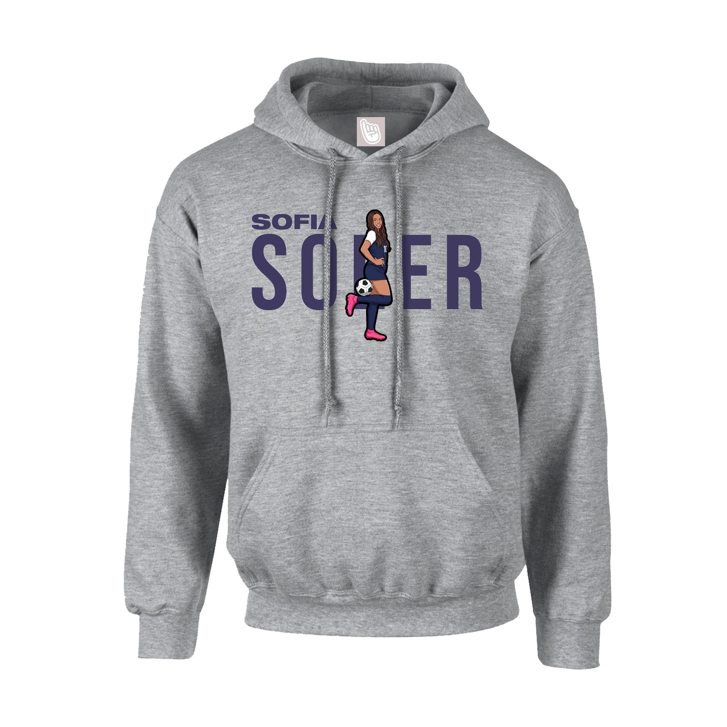 Hoodie — Player Name in Grey