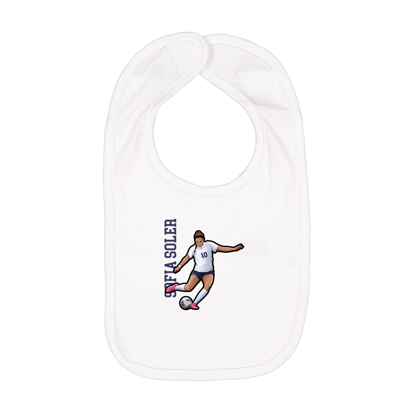Infant Bib — Name Vertical in White