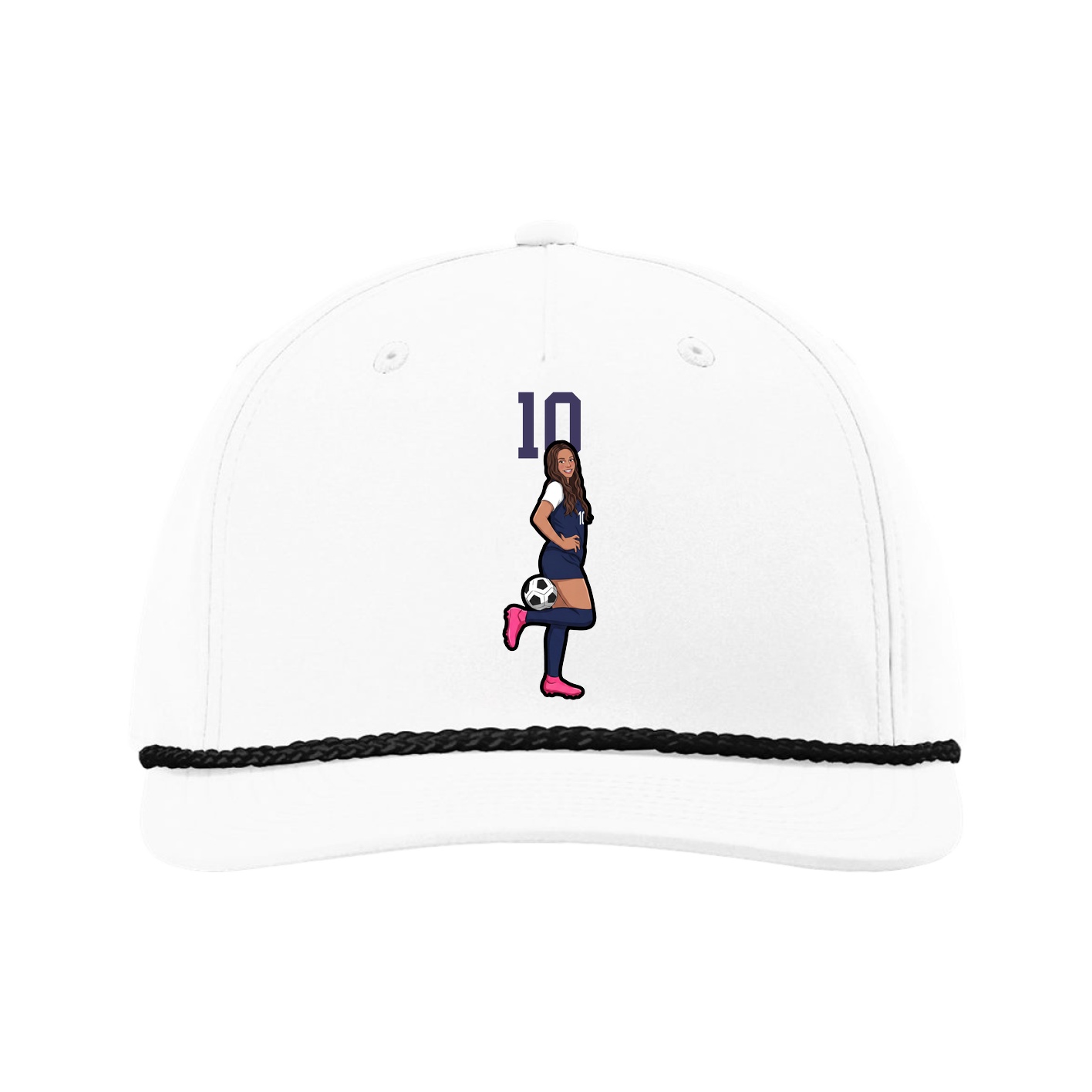 Five-Panel Classic Rope Cap — Number Top in White