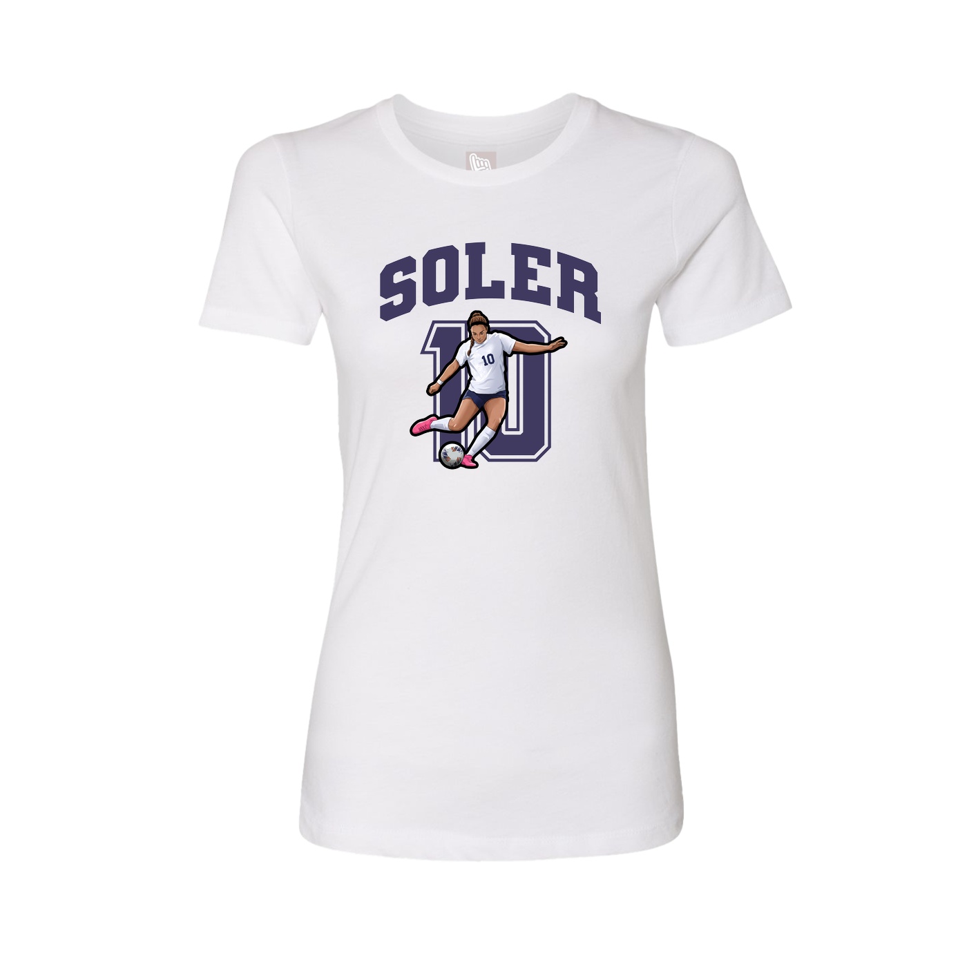 Fitted Women's Tee — Number in White