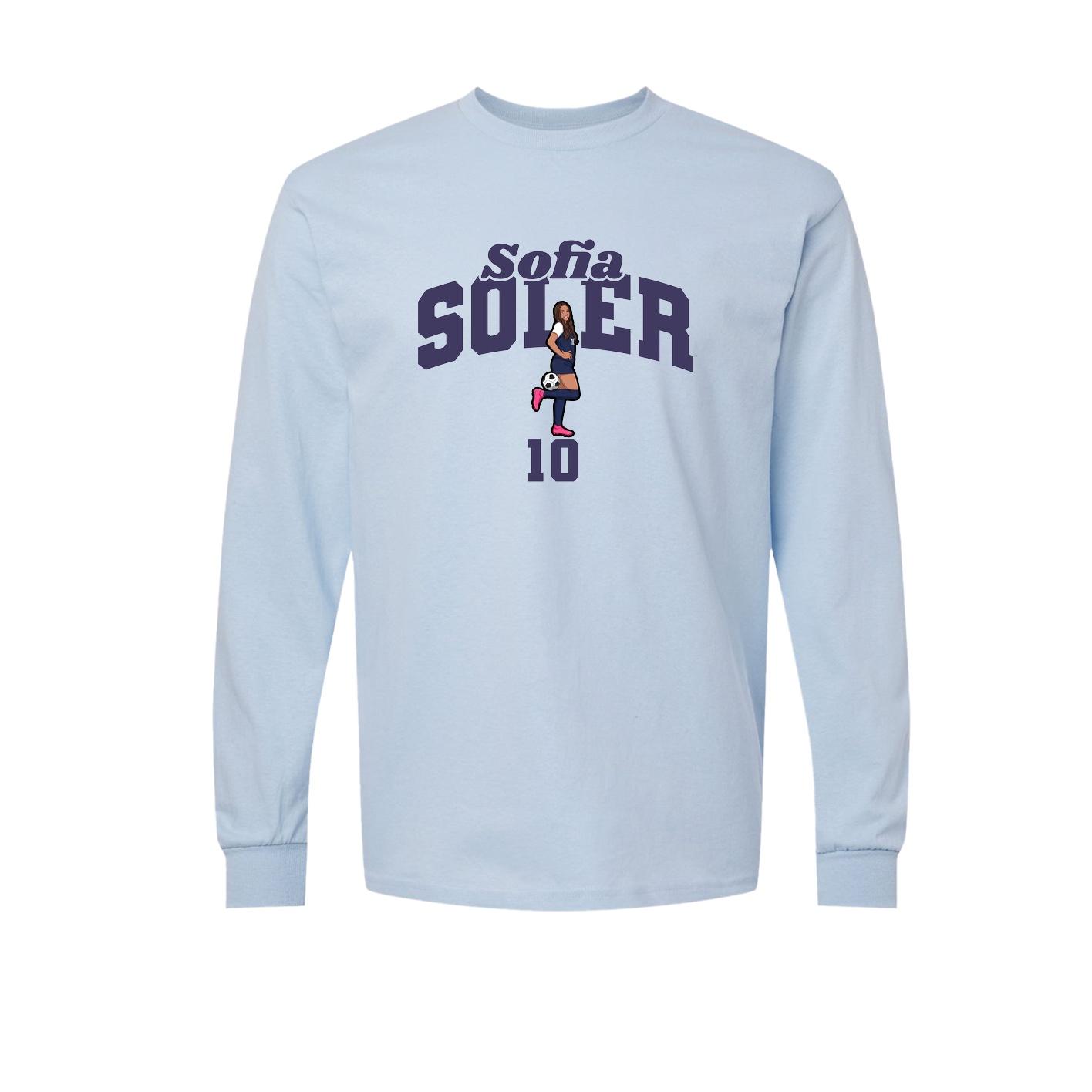 Long Sleeve Tee — Signature Arch in Light Blue