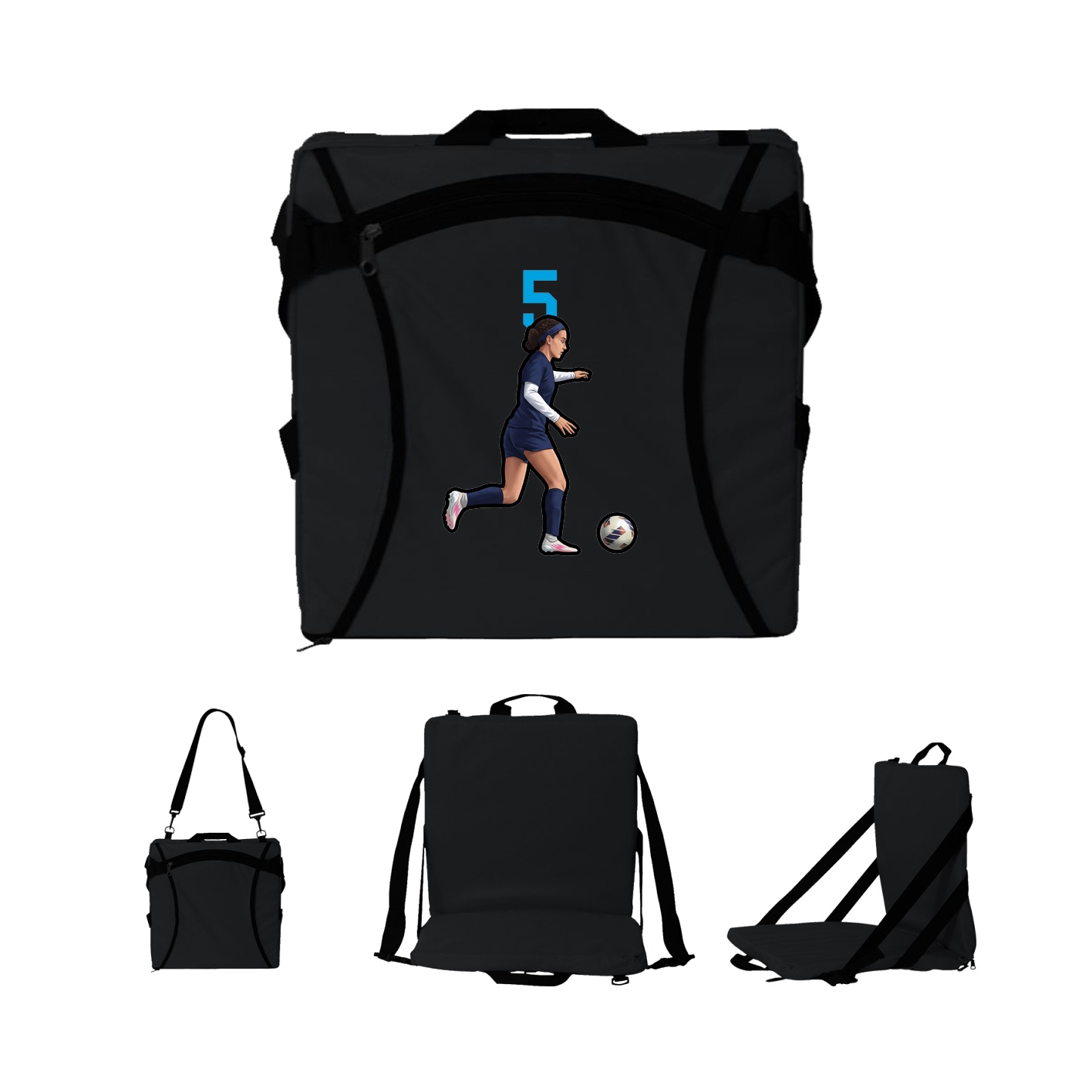 Folding Stadium Seat — Number Top in Black