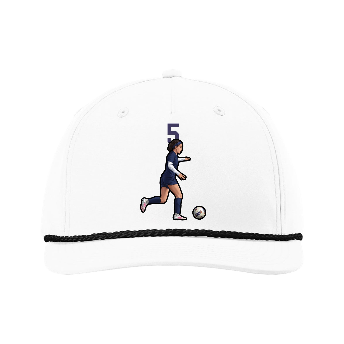 Five-Panel Classic Rope Cap — Number Top in White