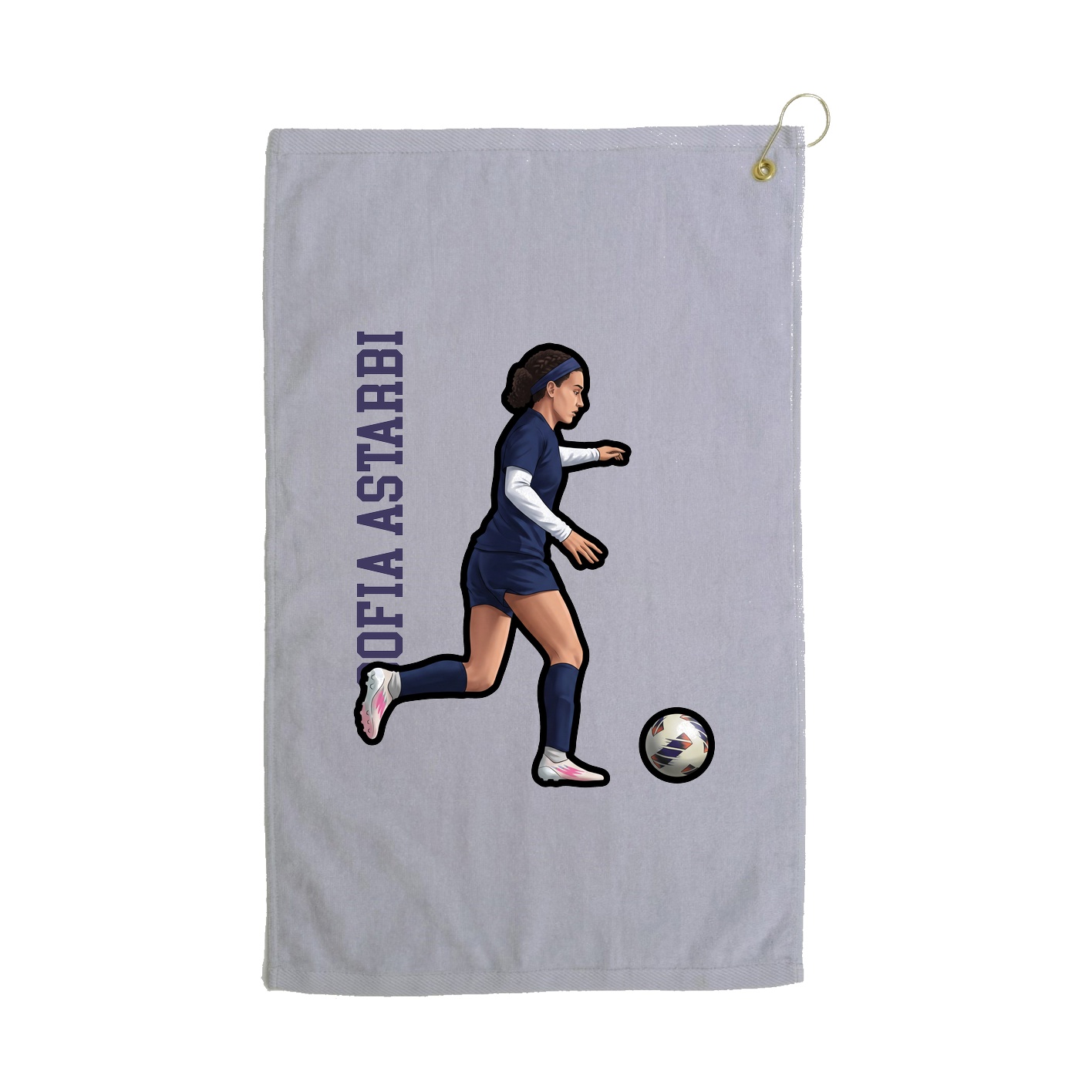 Golf Towel — Name Vertical in Grey