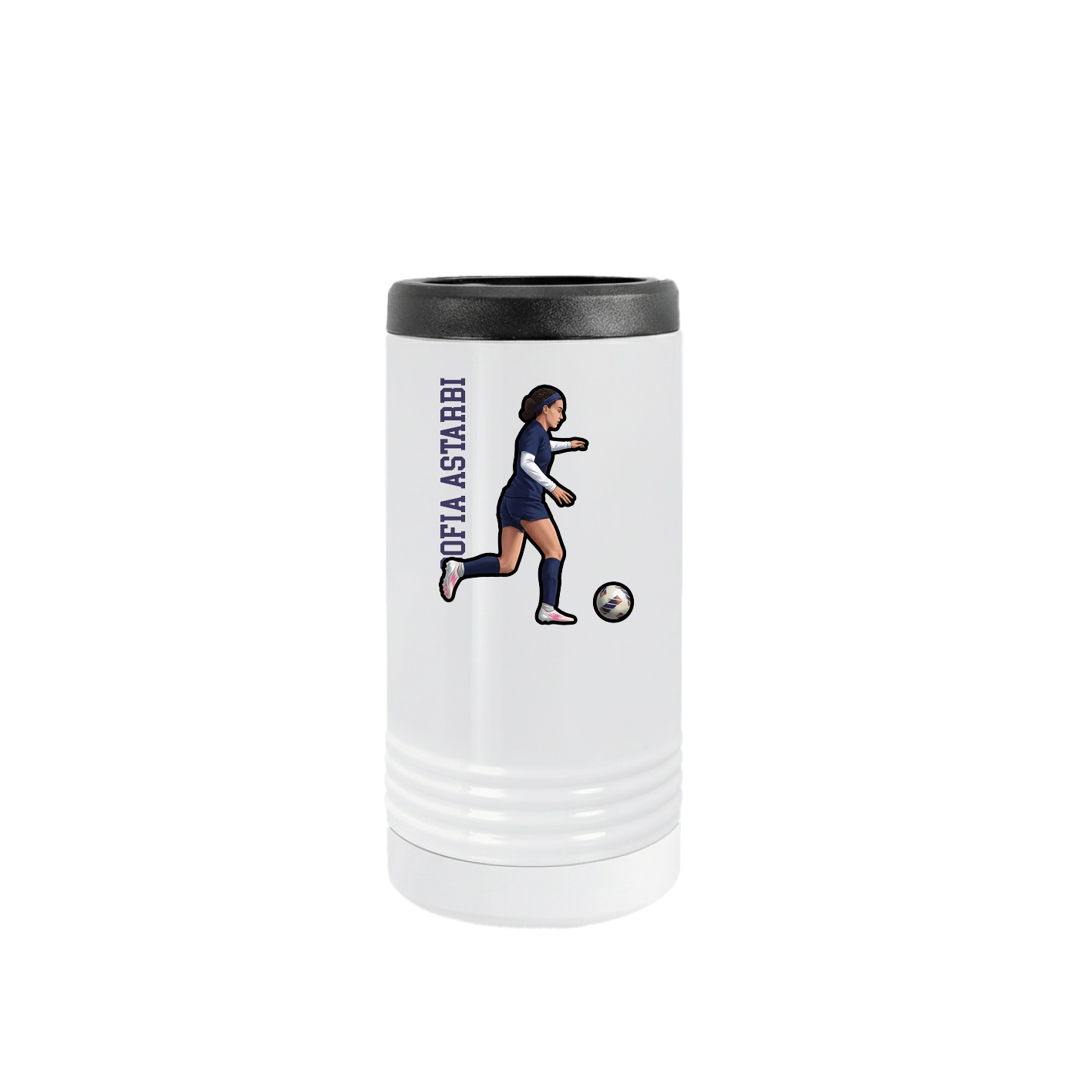 Slim Beverage Holder — Name Vertical in White