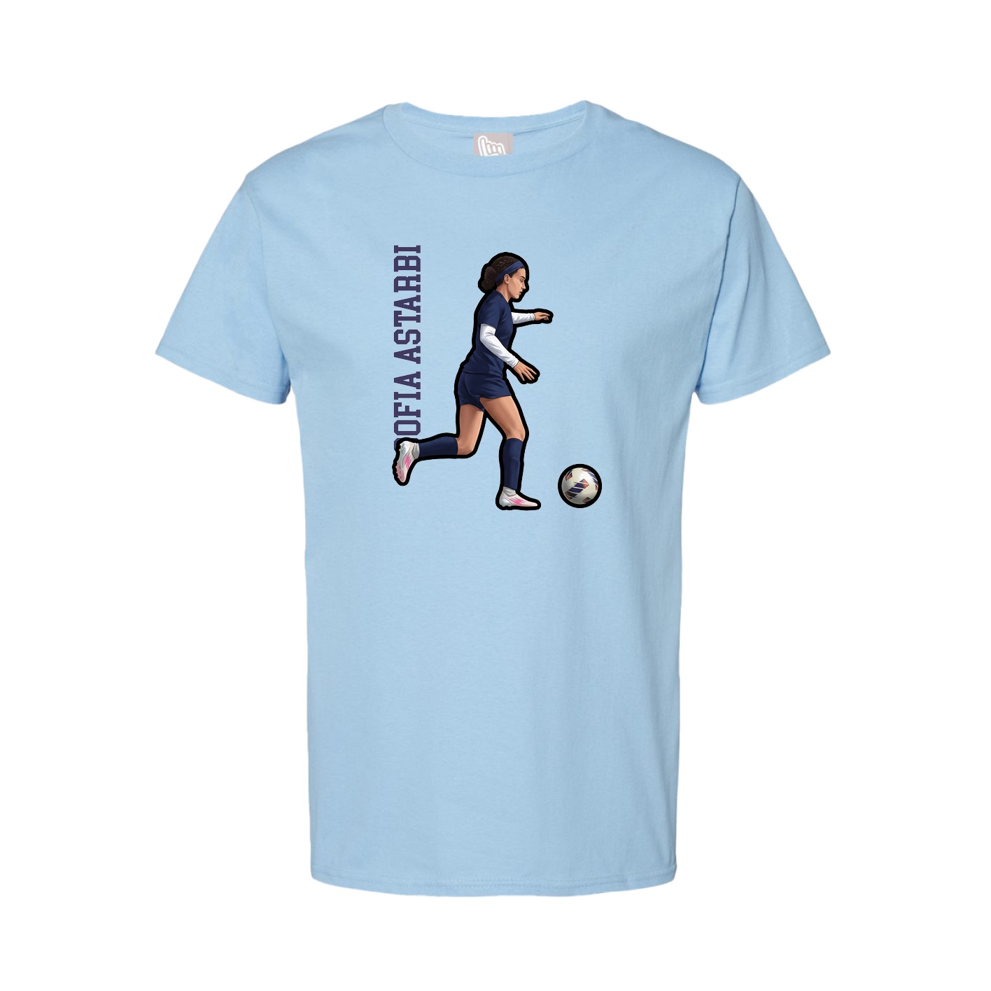 Tee — Name Vertical in Light Blue