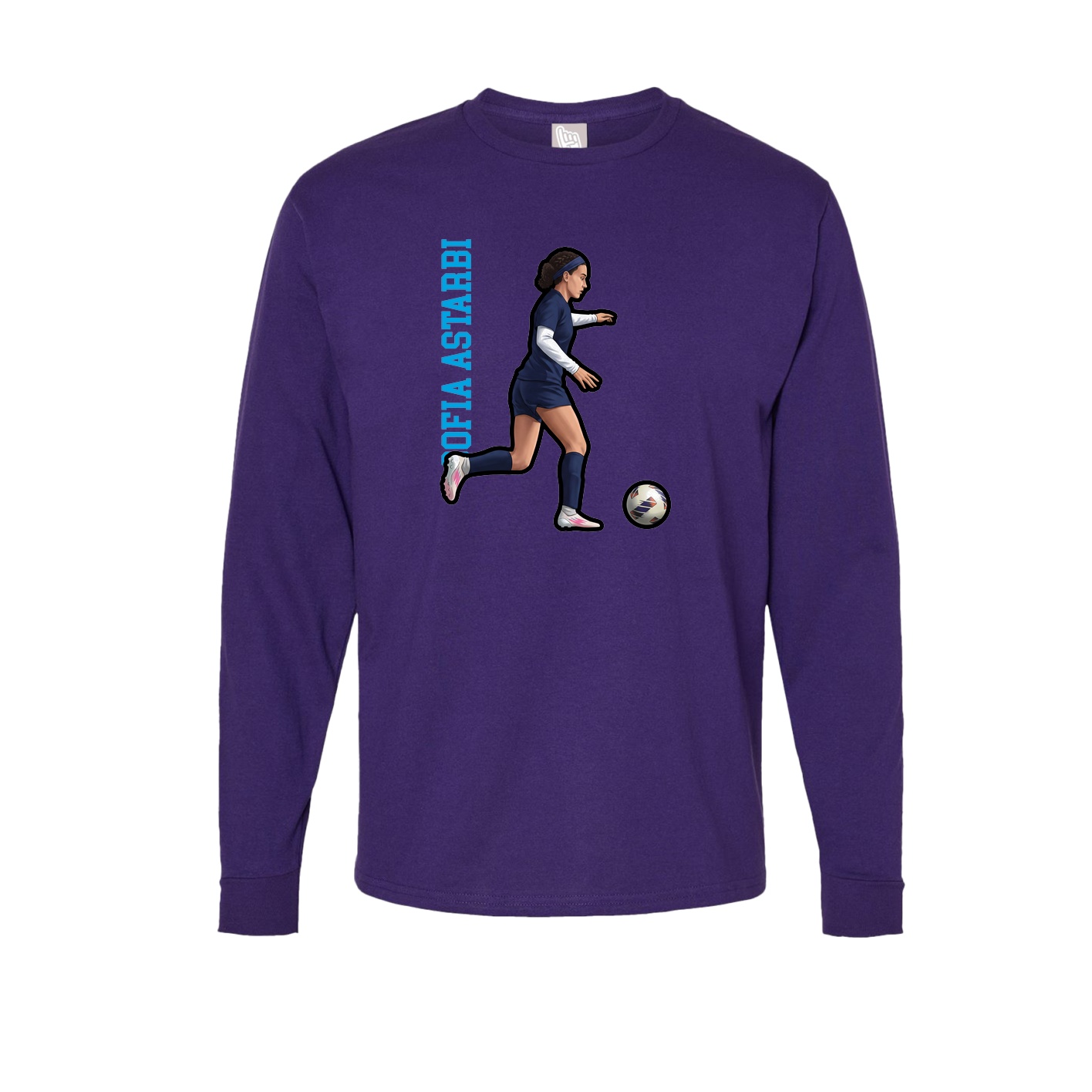 Long Sleeve Tee — Name Vertical in Purple