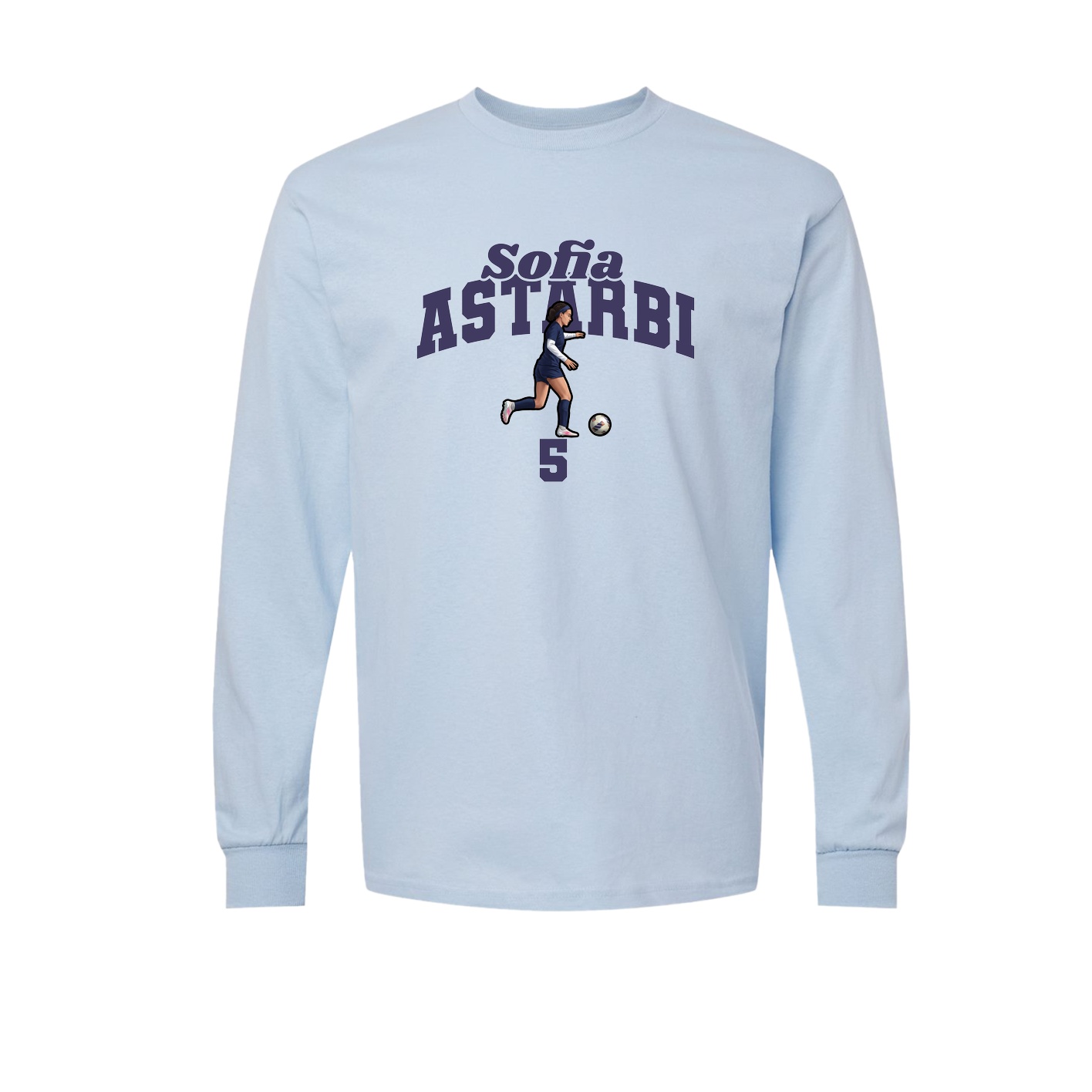 Long Sleeve Tee — Signature Arch in Light Blue