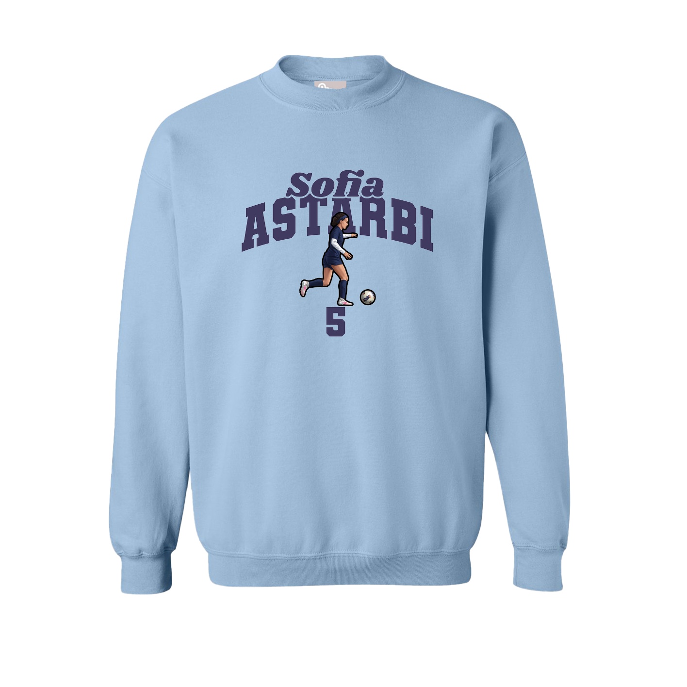 Fleece Crew — Signature Arch in Light Blue