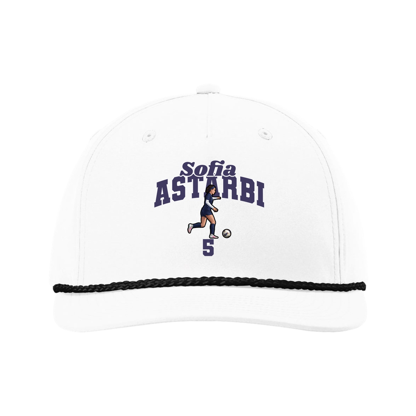 Five-Panel Classic Rope Cap — Signature Arch in White