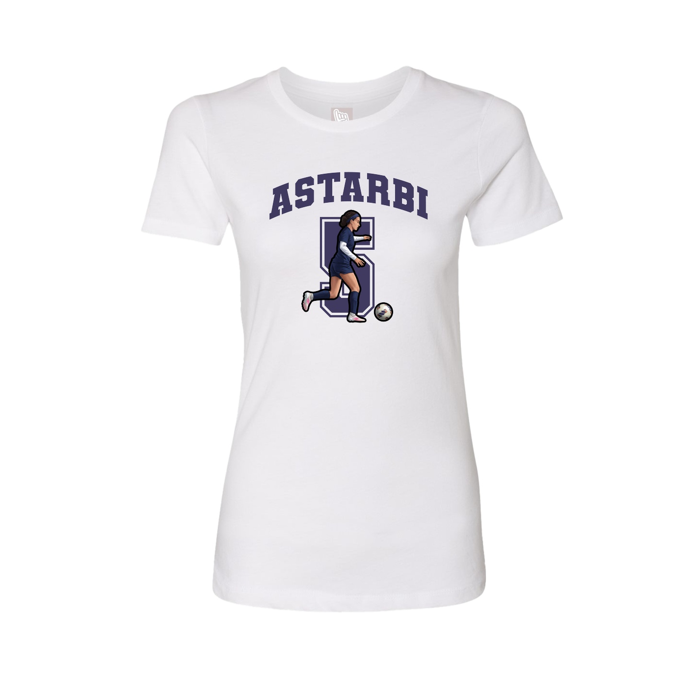 Fitted Women's Tee — Number in White