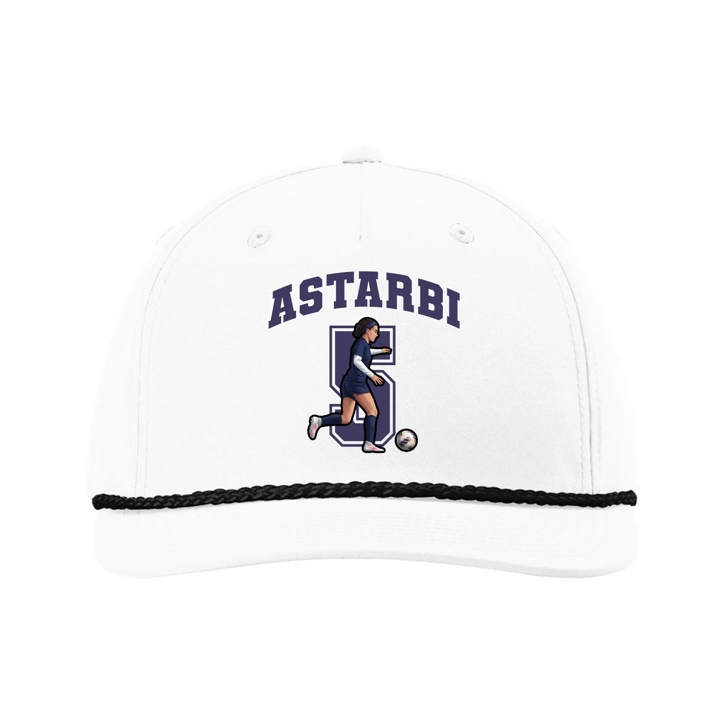 Five-Panel Classic Rope Cap — Number in White