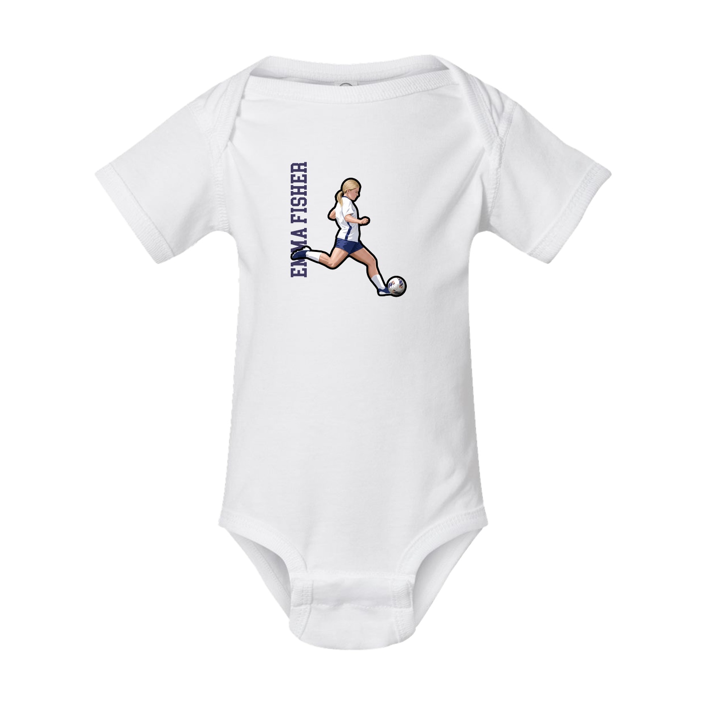Baby Onesie — Name Vertical in White