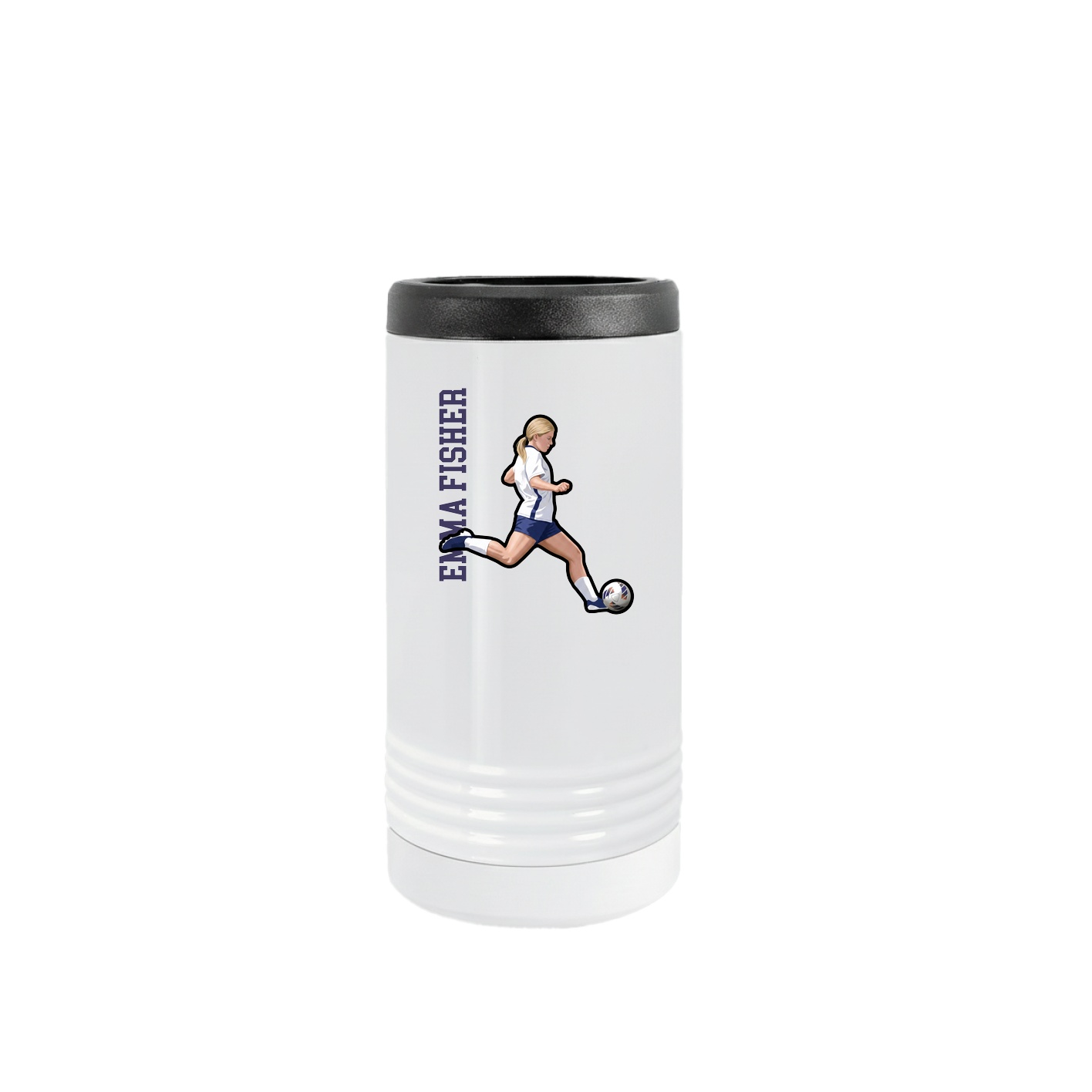Slim Beverage Holder — Name Vertical in White