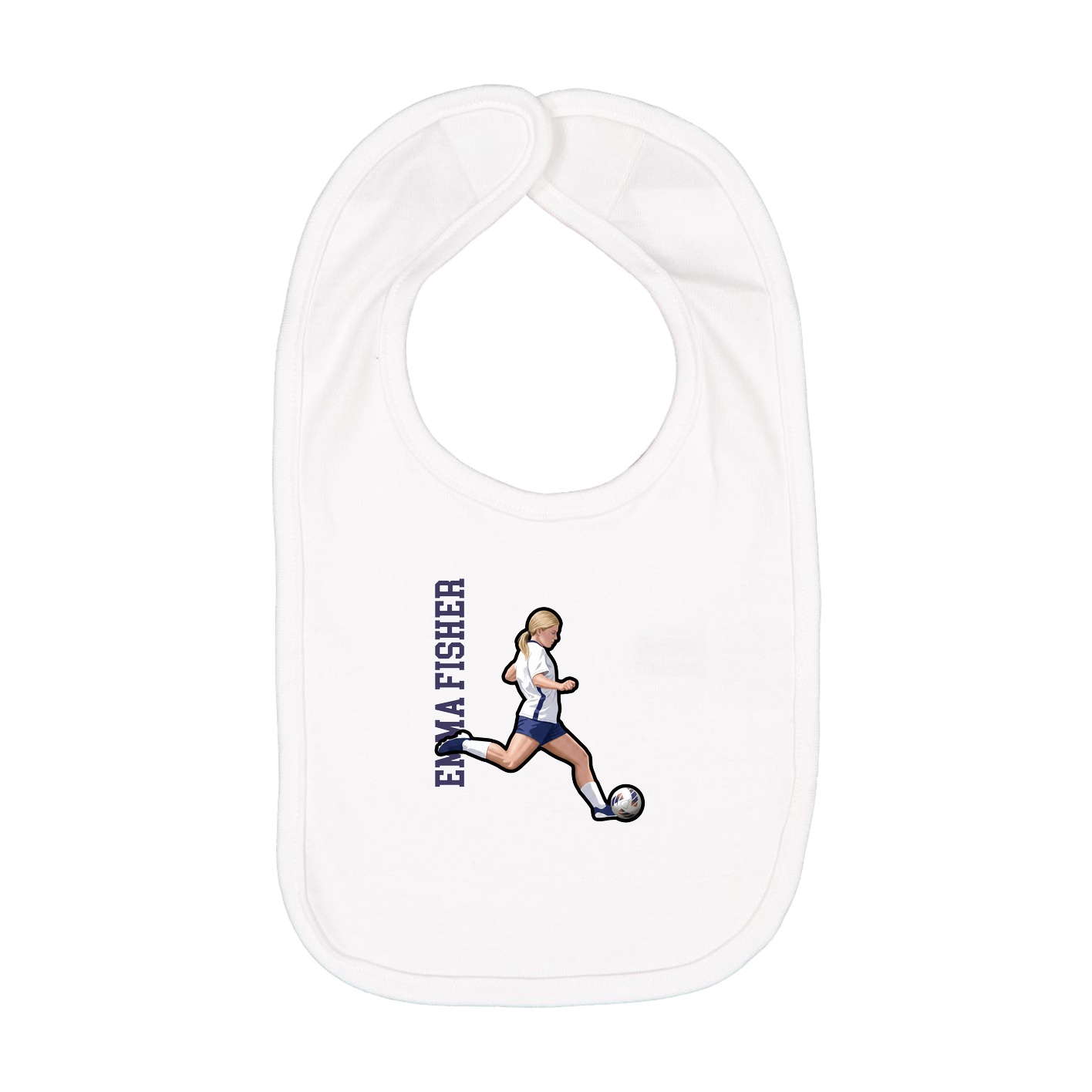 Infant Bib — Name Vertical in White