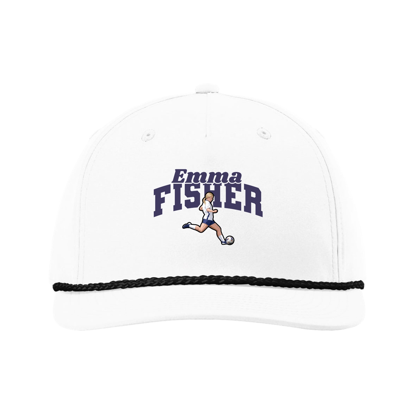 Five-Panel Classic Rope Cap — Signature Arch in White