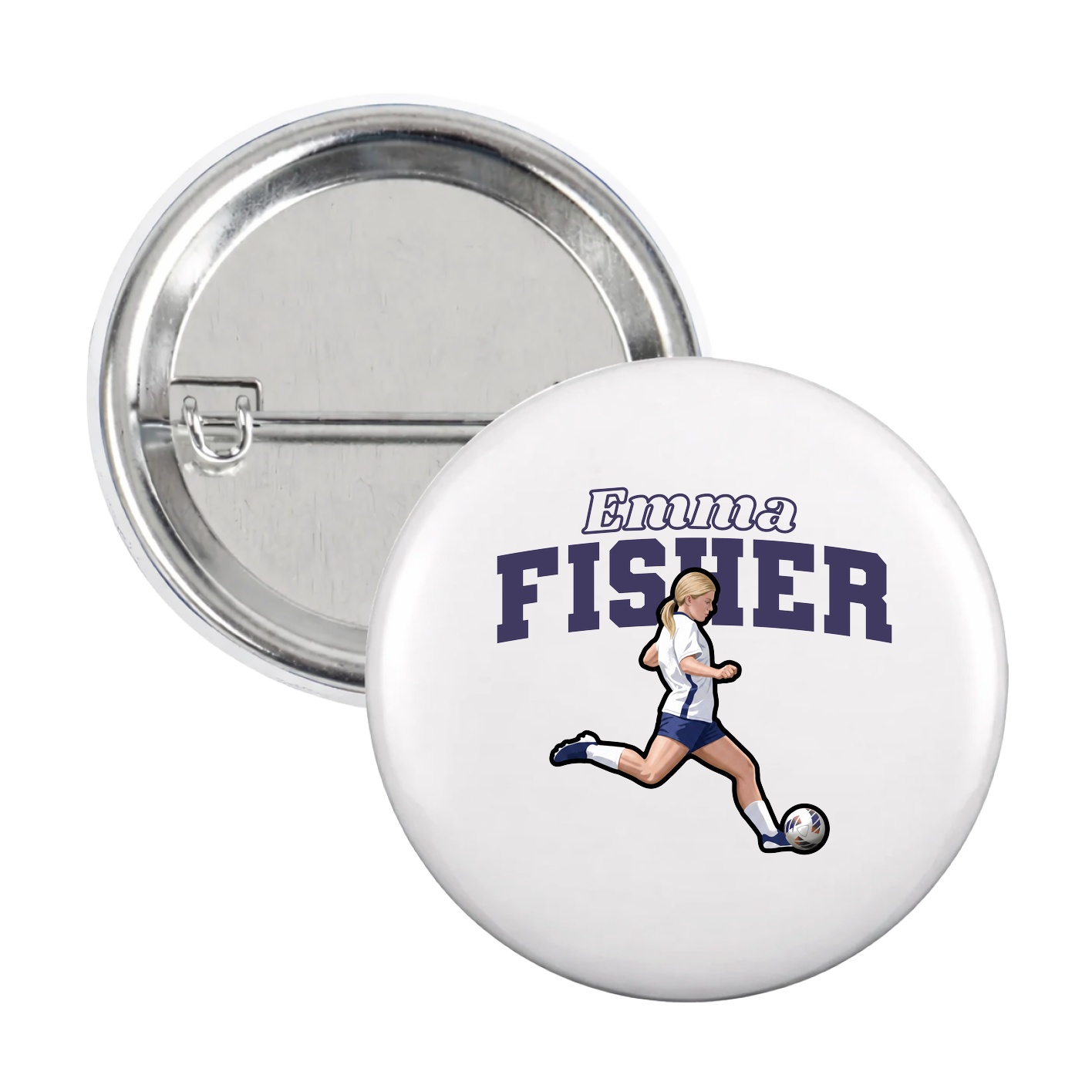 Game Day Button — Name Arch in White