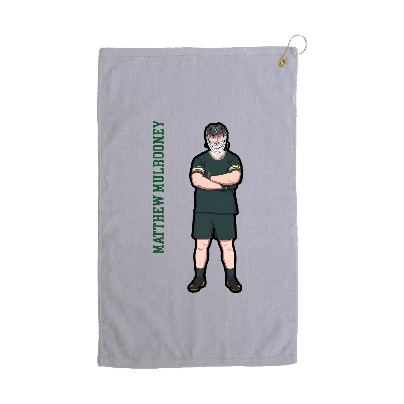 Golf Towel — Name Vertical in Grey