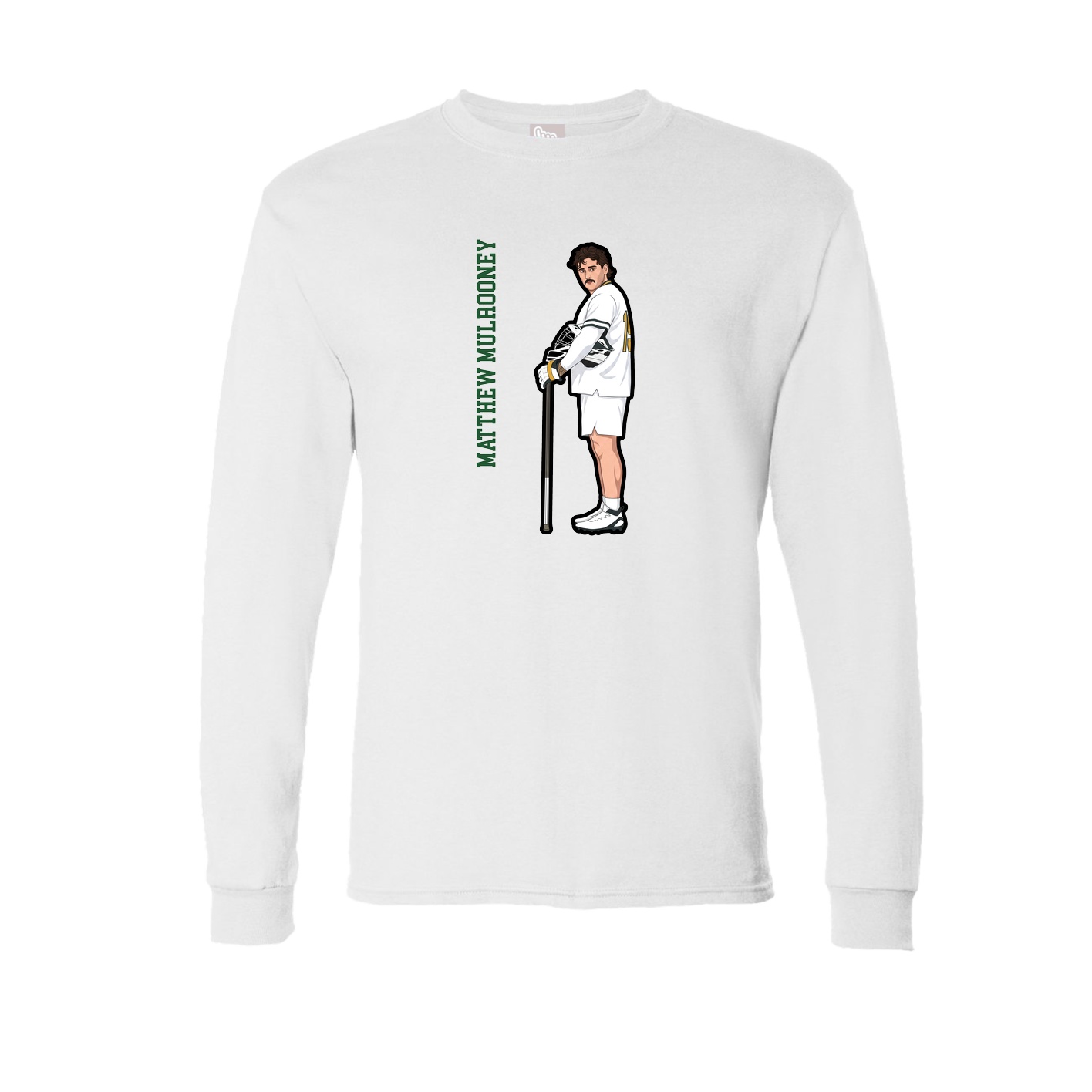 Long Sleeve Tee — Name Vertical in White