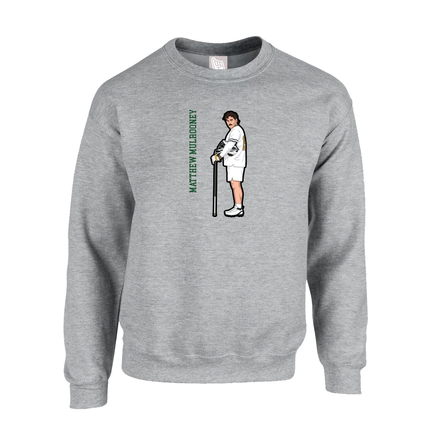 Fleece Crew — Name Vertical in Grey