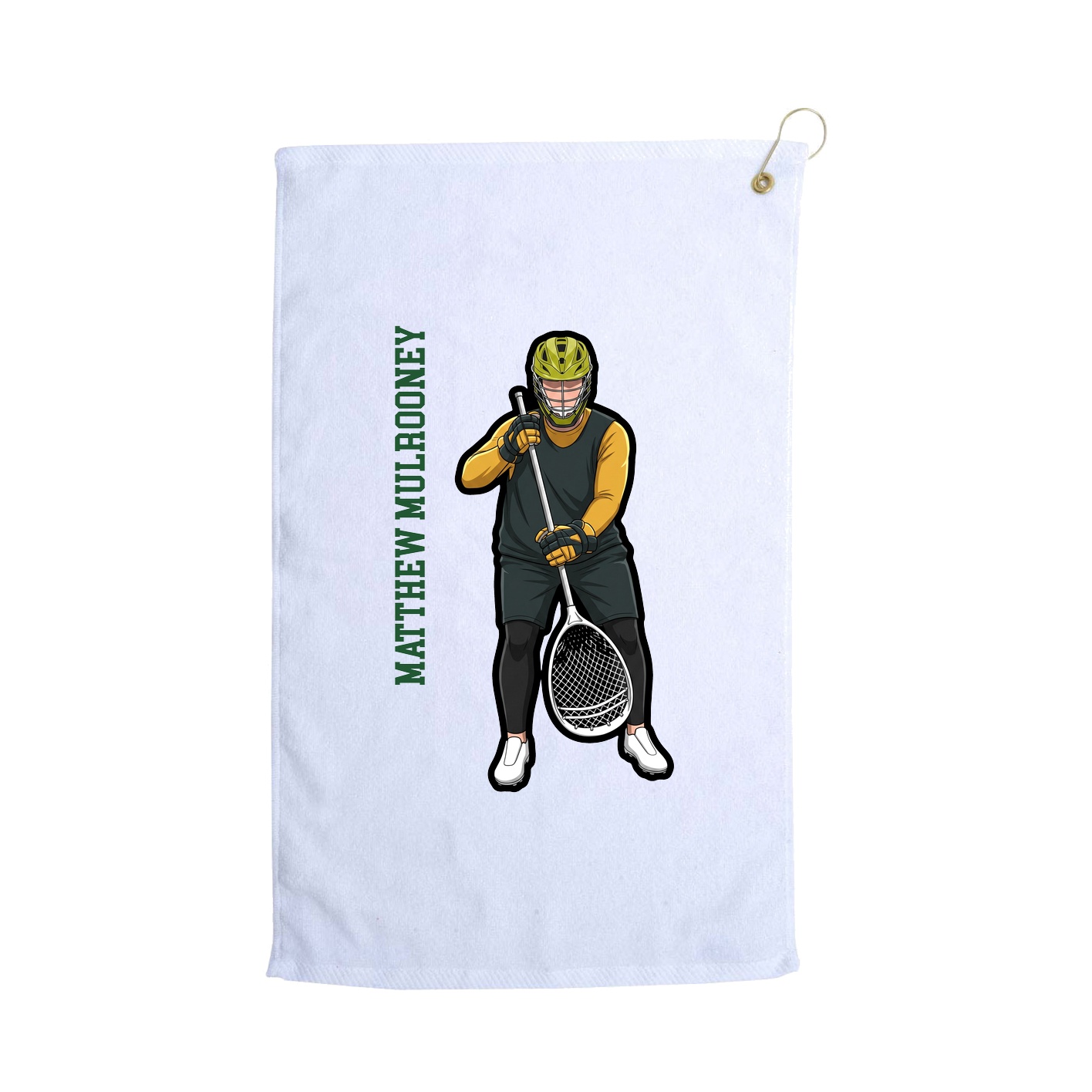 Golf Towel — Name Vertical in White