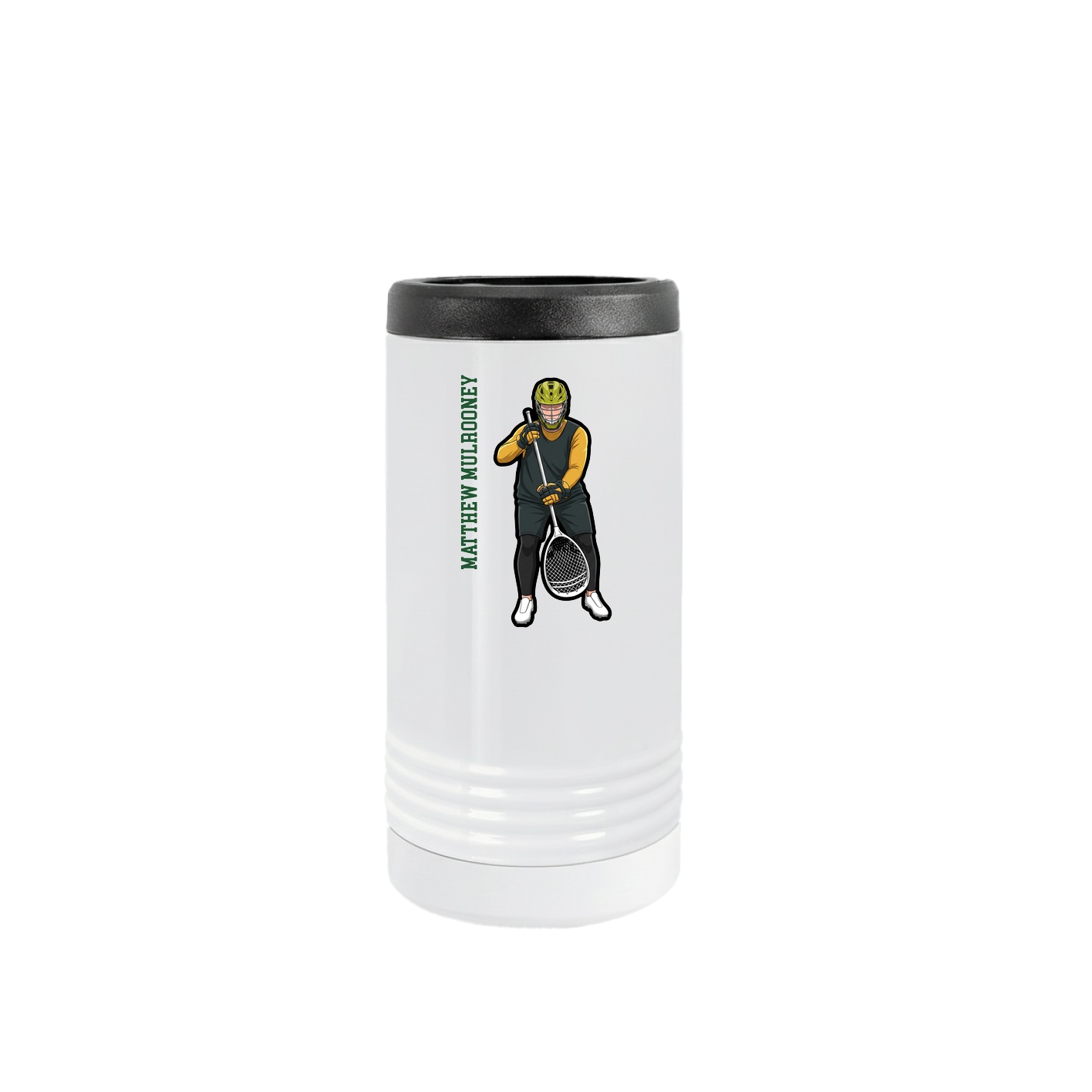 Slim Beverage Holder — Name Vertical in White