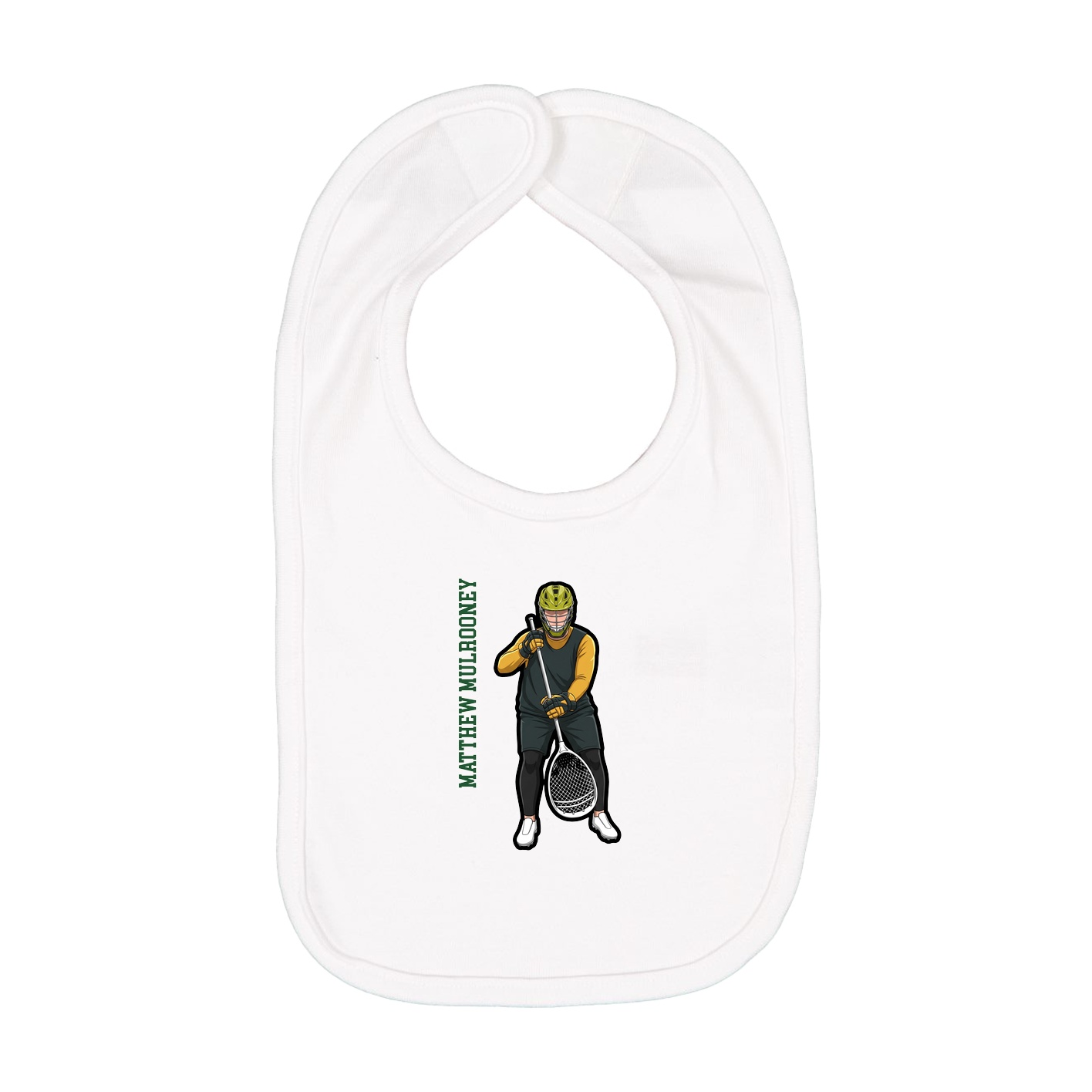 Infant Bib — Name Vertical in White