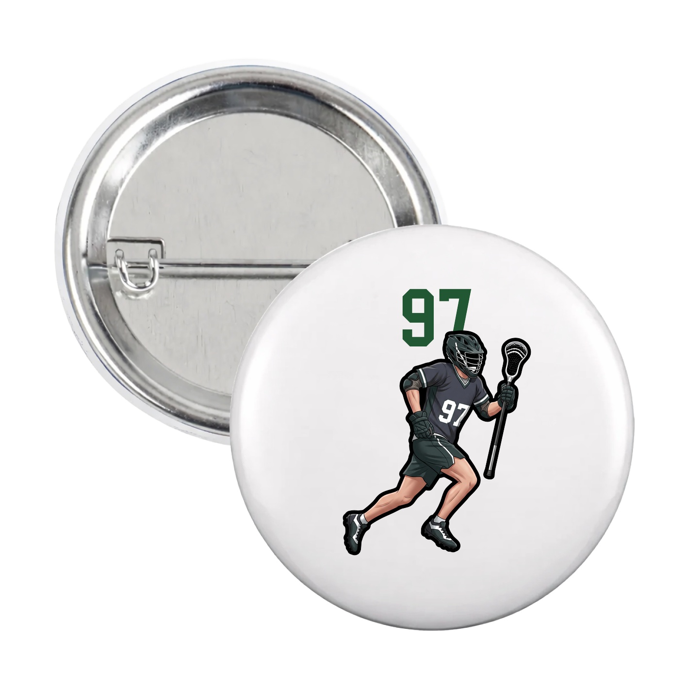Game Day Button — Number Top in White