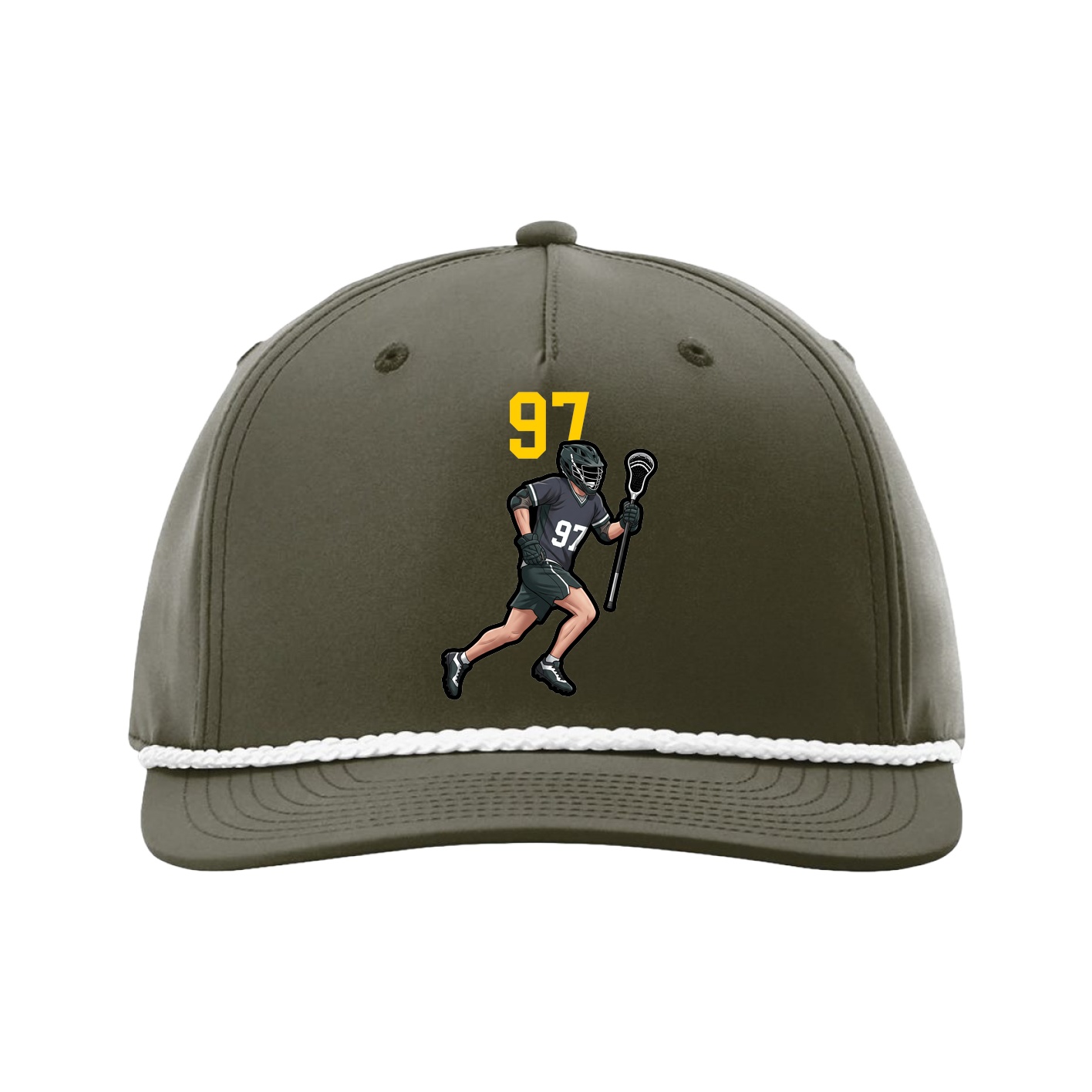 Five-Panel Classic Rope Cap — Number Top in Green