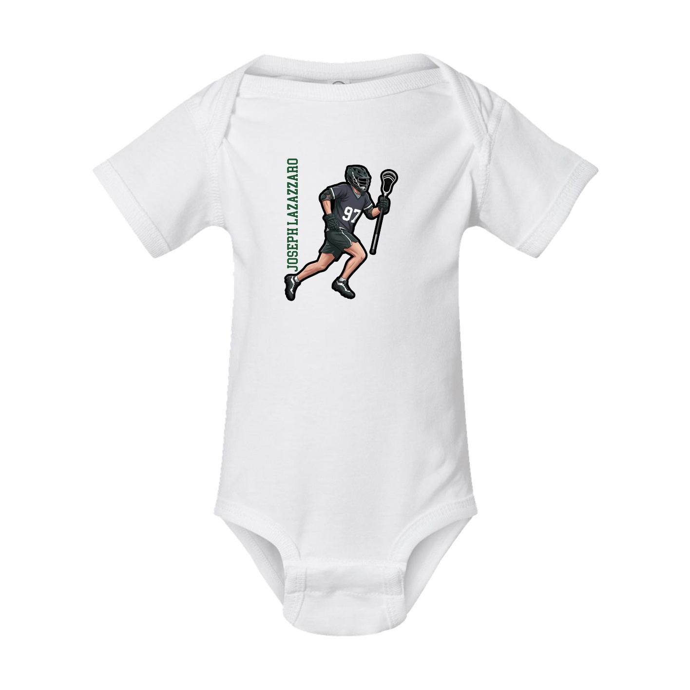 Baby Onesie — Name Vertical in White