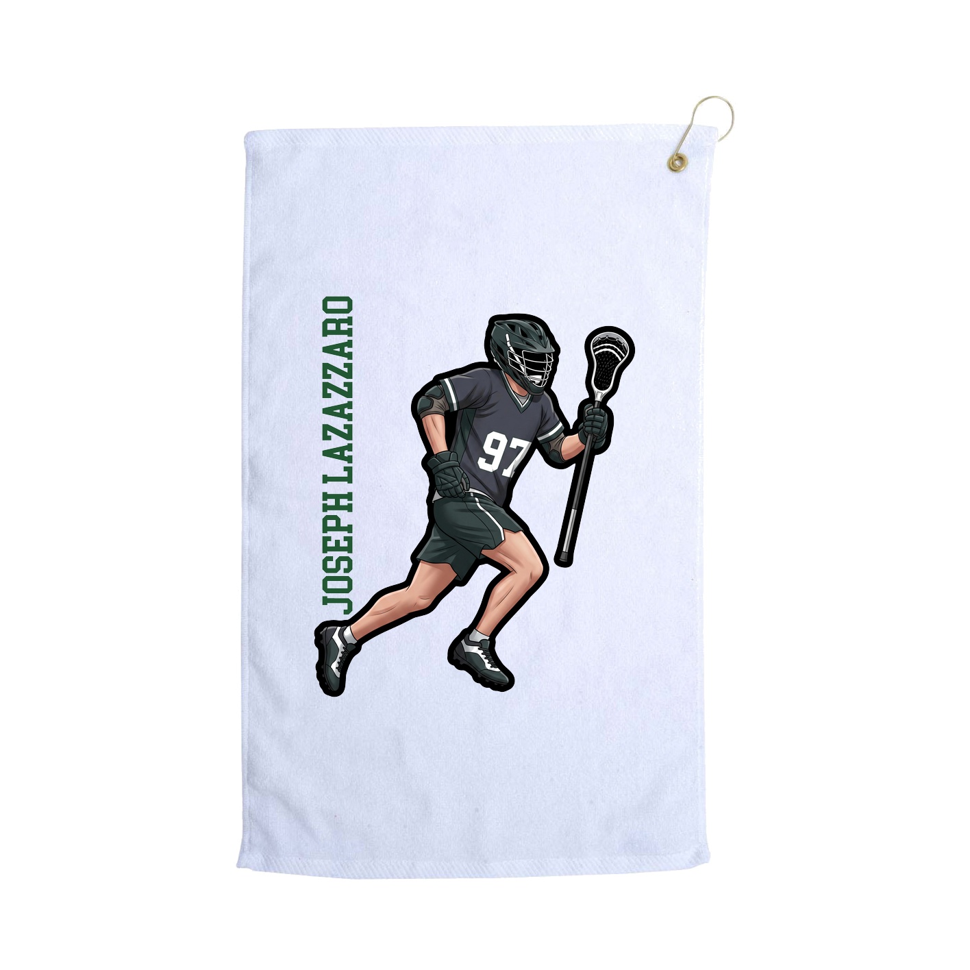 Golf Towel — Name Vertical in White