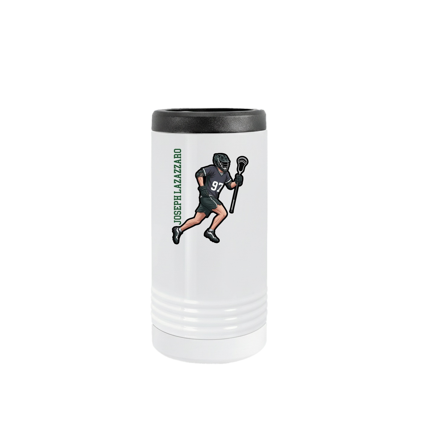 Slim Beverage Holder — Name Vertical in White
