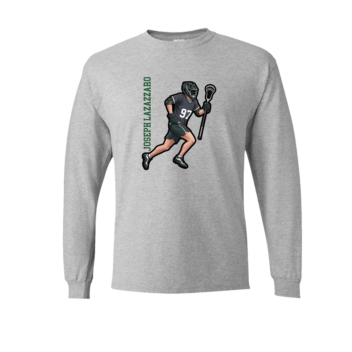 Long Sleeve Tee — Name Vertical in Grey