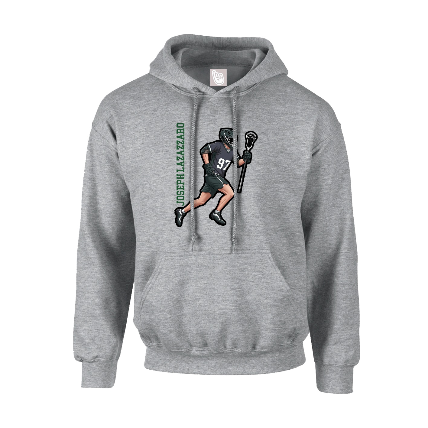 Hoodie — Name Vertical in Grey
