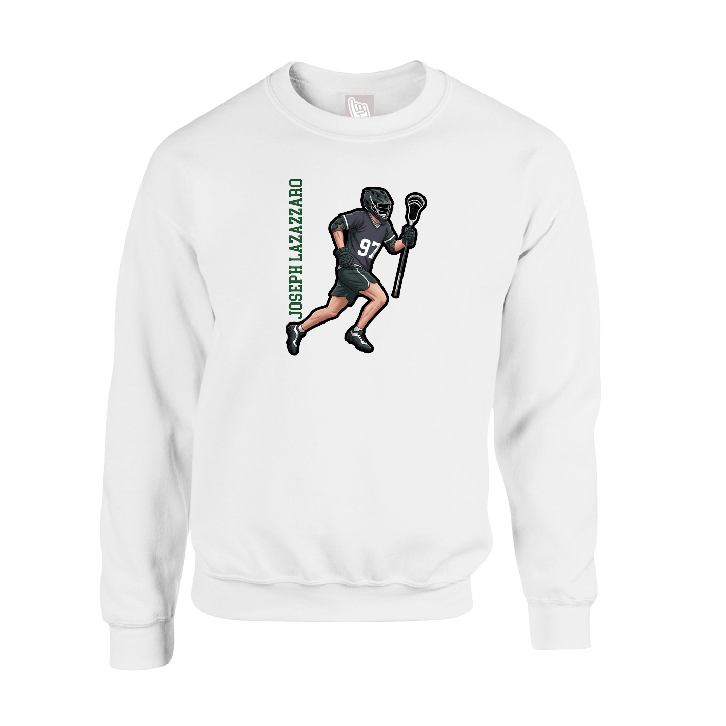 Fleece Crew — Name Vertical in White