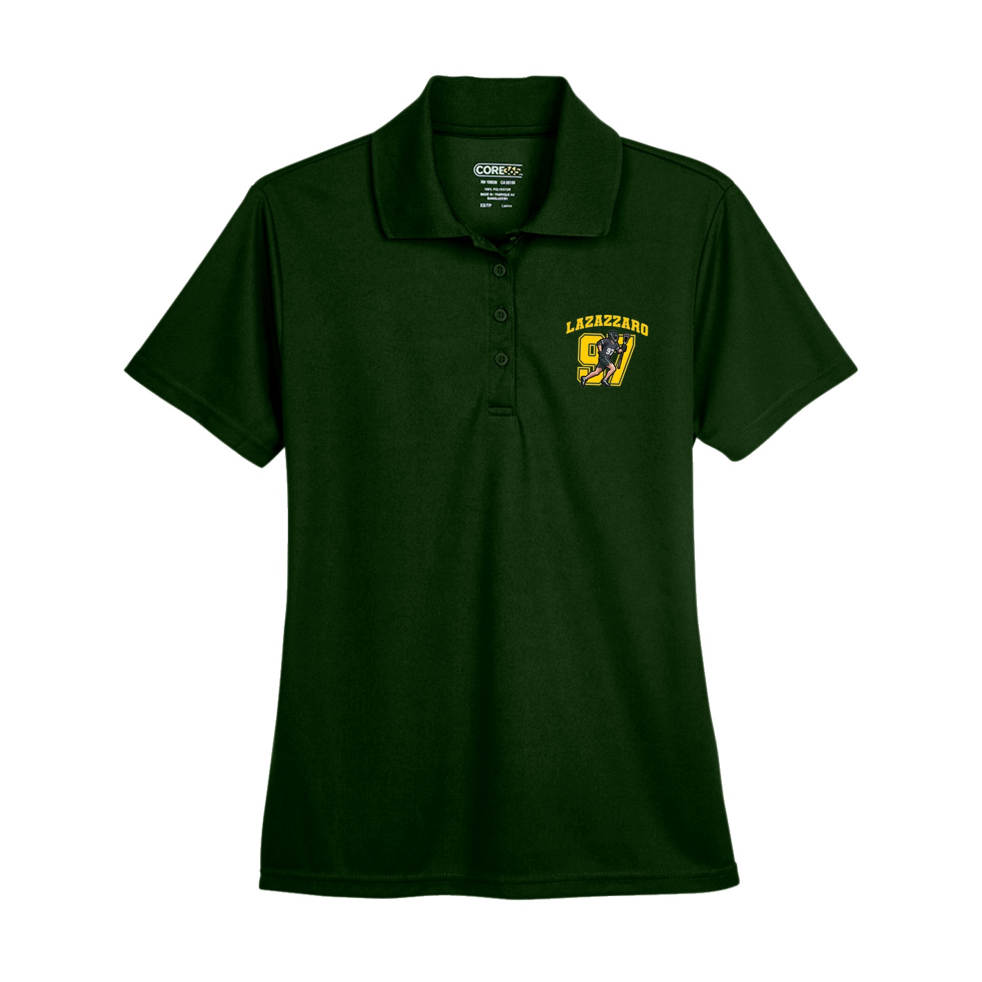 Womens Performance Polo — Number in Green