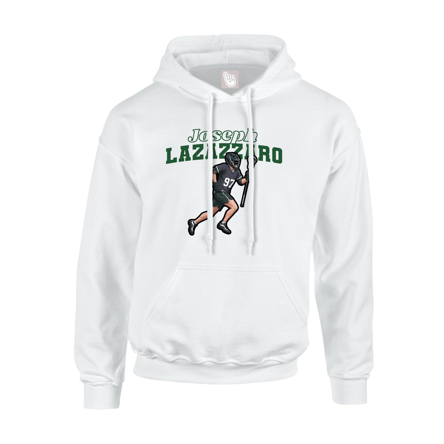 Youth Hoodie — Name Arch in White