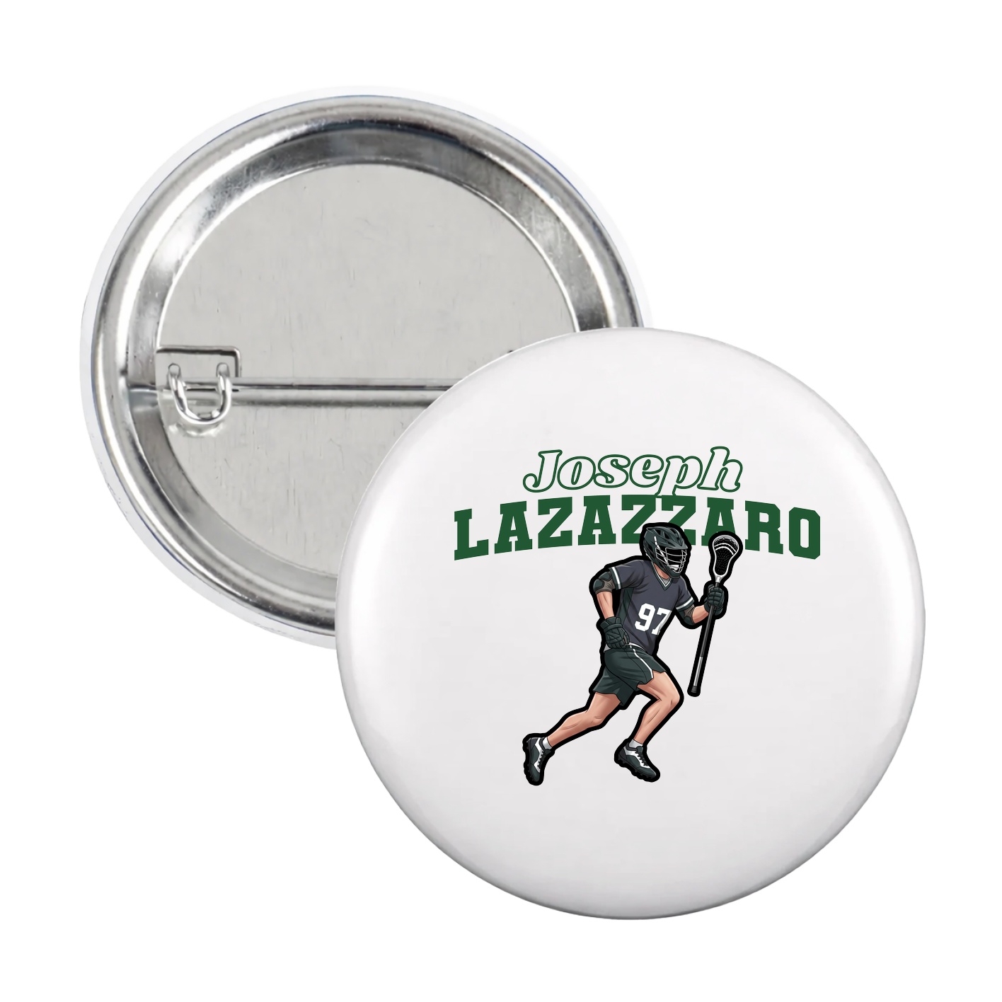 Game Day Button — Name Arch in White