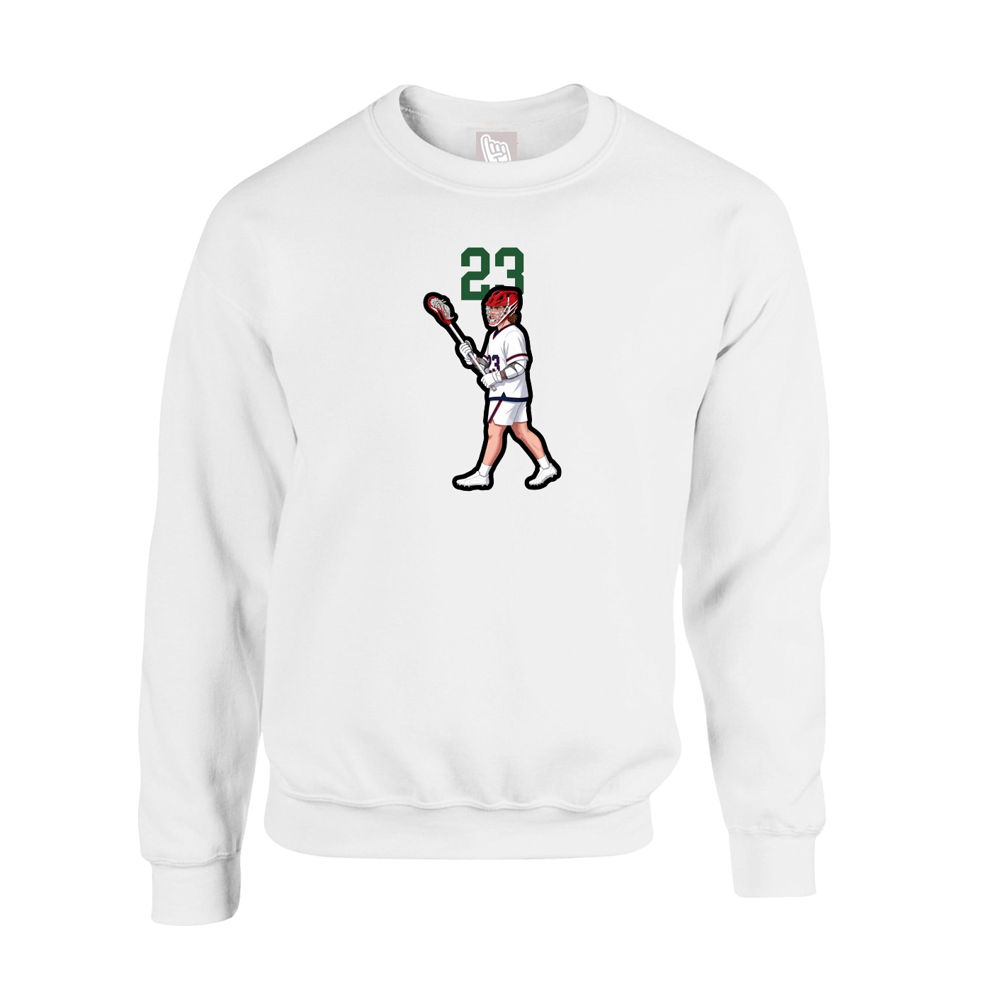 Fleece Crew — Number Top in White