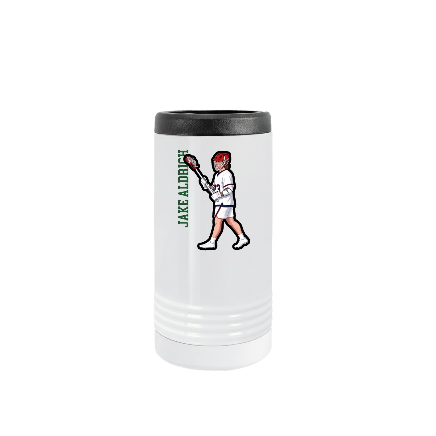 Slim Beverage Holder — Name Vertical in White