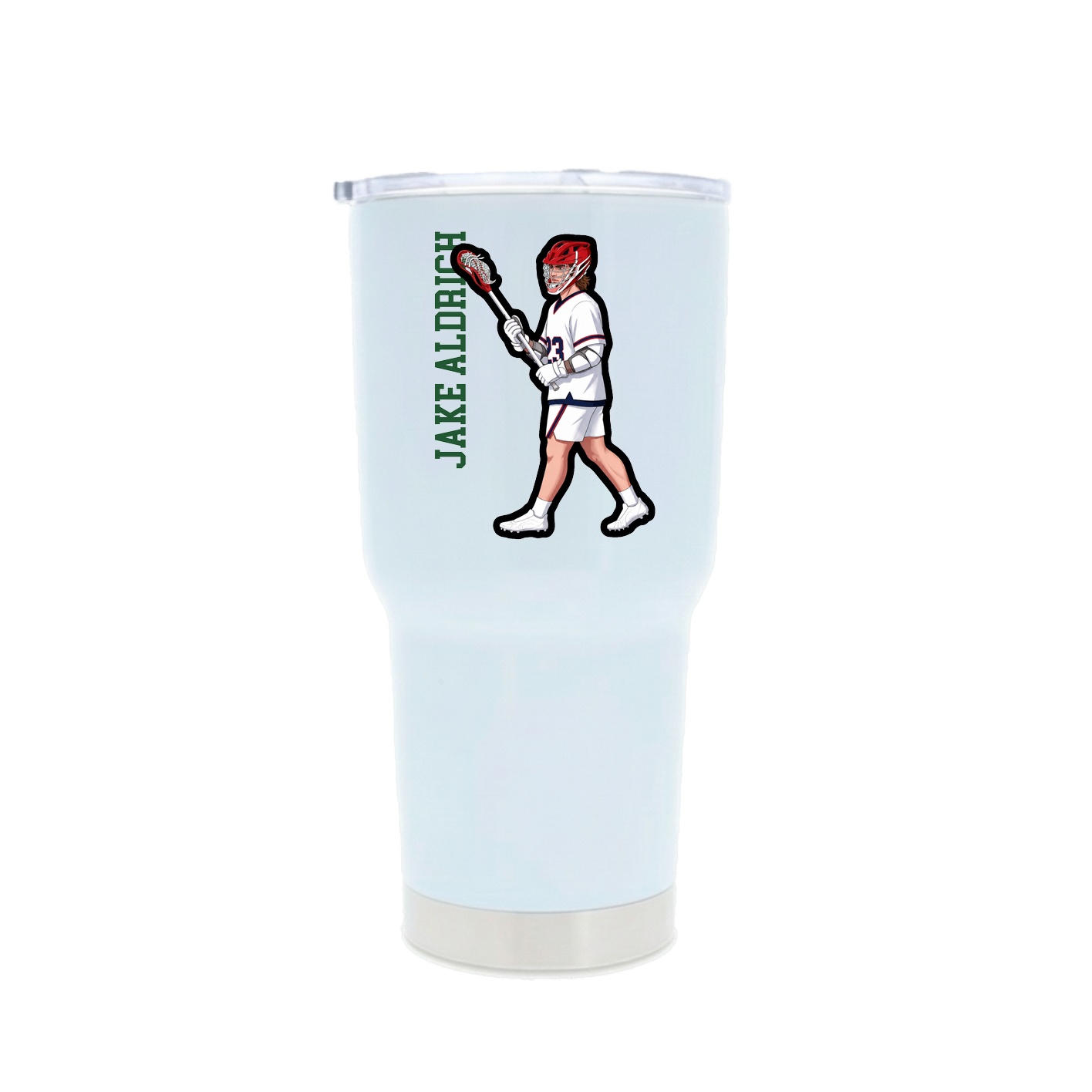 30oz Stainless Steel Tumbler — Name Vertical in White