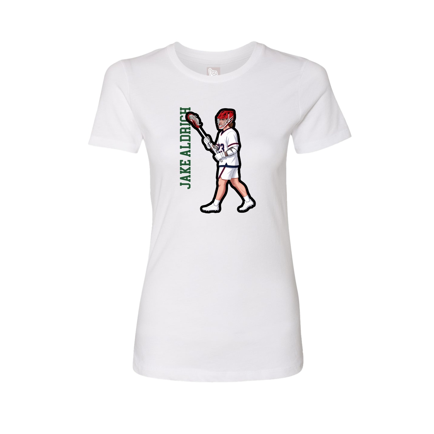 Fitted Women's Tee — Name Vertical in White