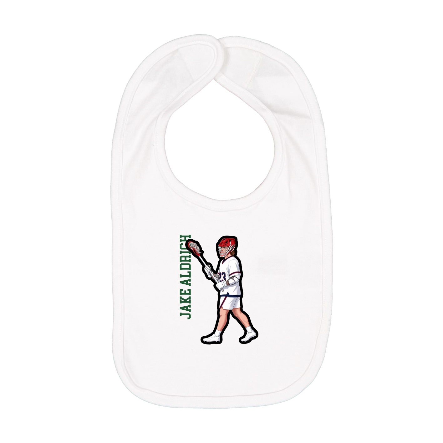 Infant Bib — Name Vertical in White