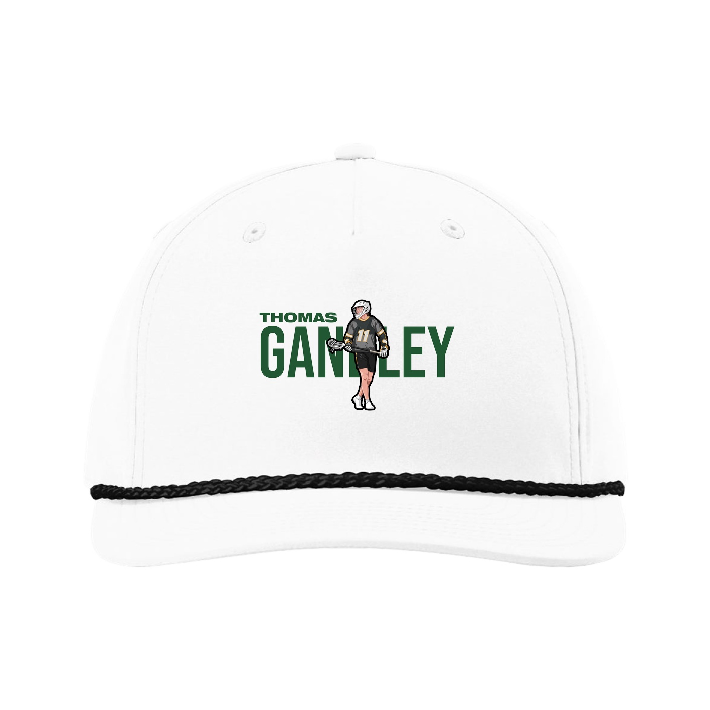 Five-Panel Classic Rope Cap — Player Name in White