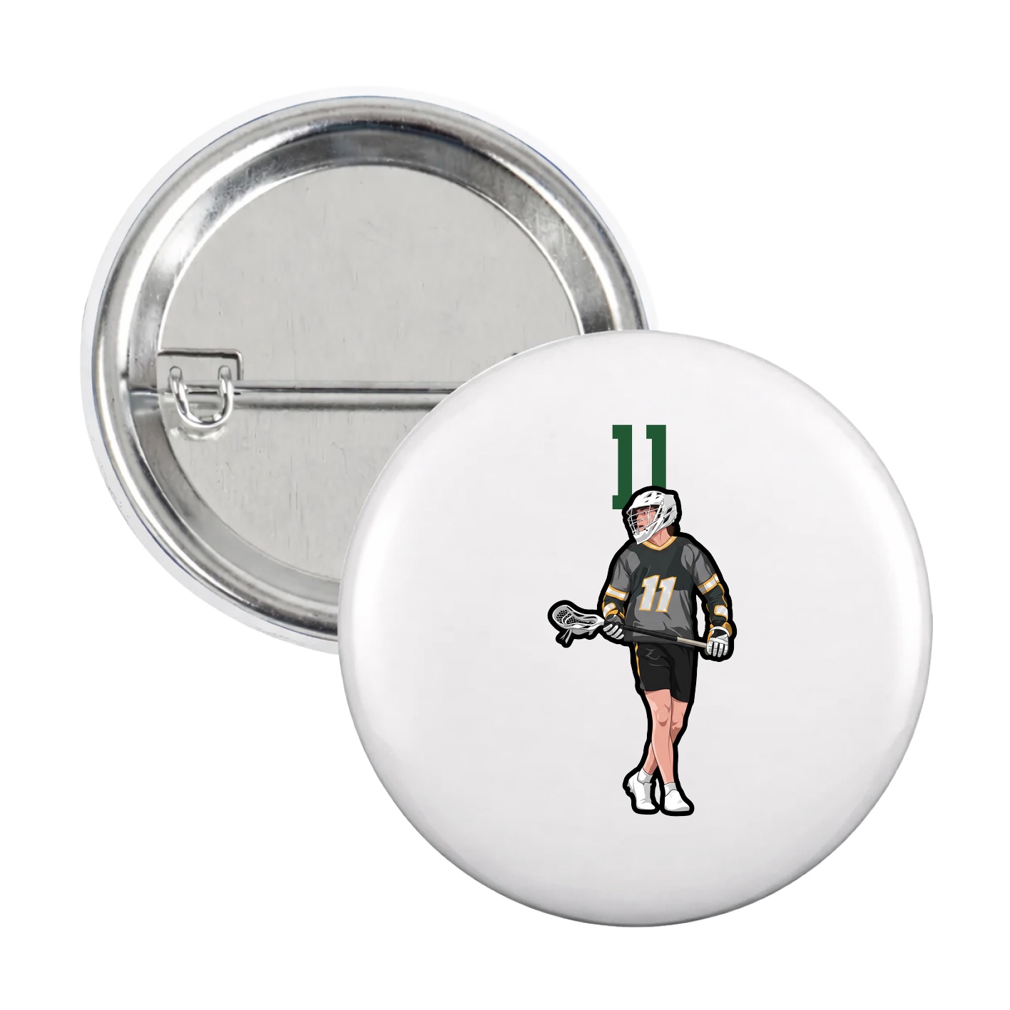 Game Day Button — Number Top in White