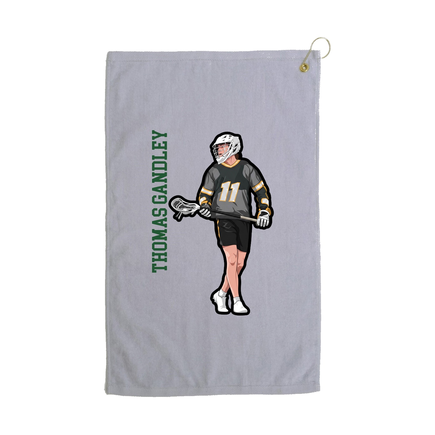 Golf Towel — Name Vertical in Grey