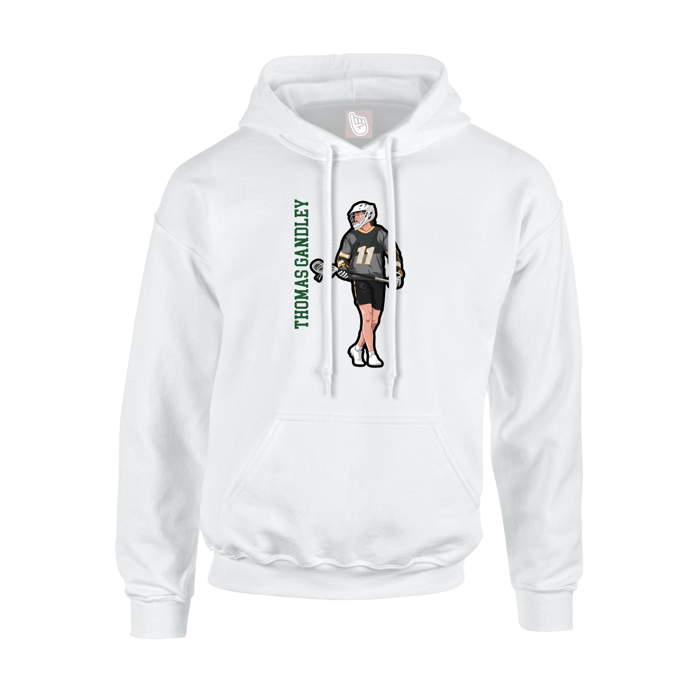 Hoodie — Name Vertical in White