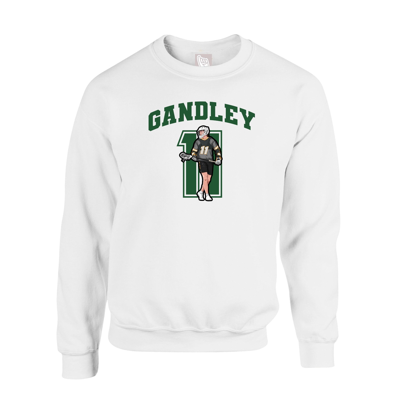 Fleece Crew — Number in White