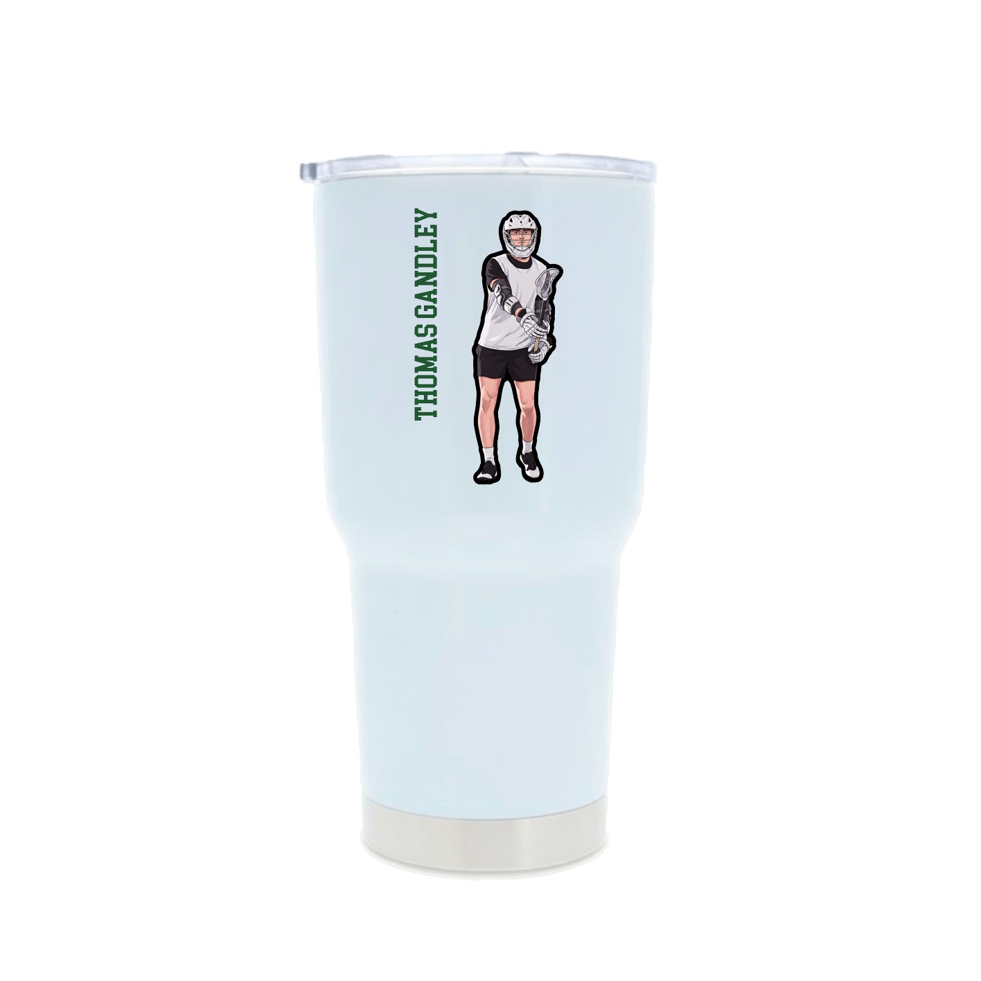 30oz Stainless Steel Tumbler — Name Vertical in White